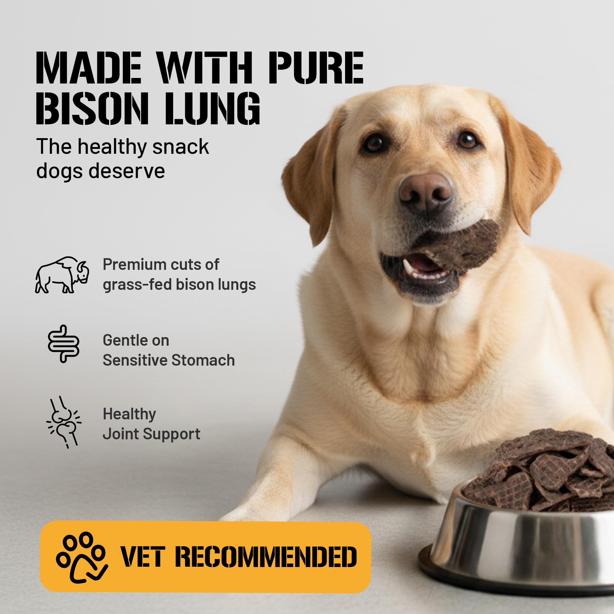 Dog Chits Bison Lung Fillets for Dogs - Dog and Puppy Chews | USA Raised | Made in USA | All-Natural Treats | Crisp not Crumbly