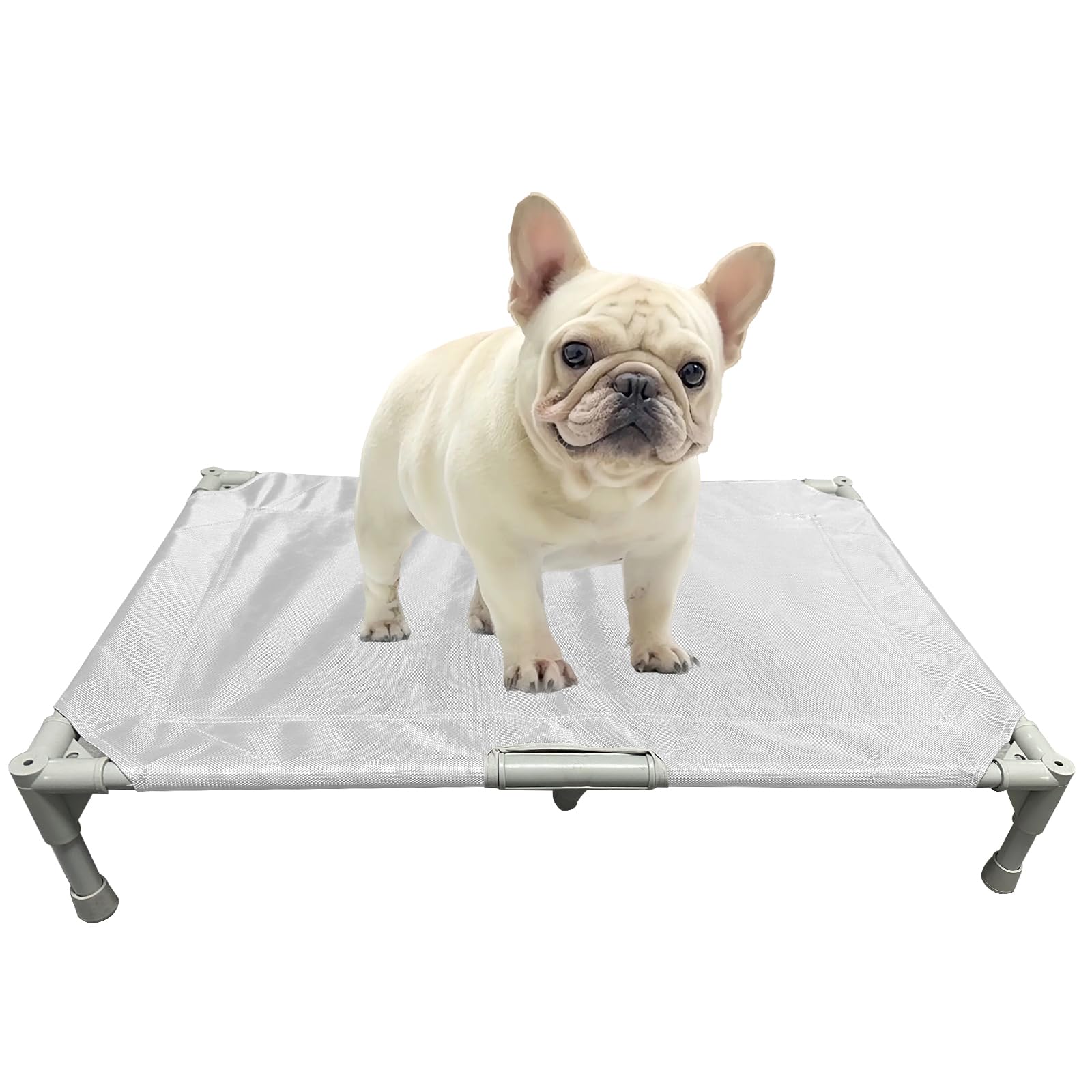 Love&Go Elevated Dog Bed With Metal Frame, Cooling Raised Pet Cot For Dog And Cat (Medium-29.9X19.5X5.5 Inch, M - Grey Bed)
