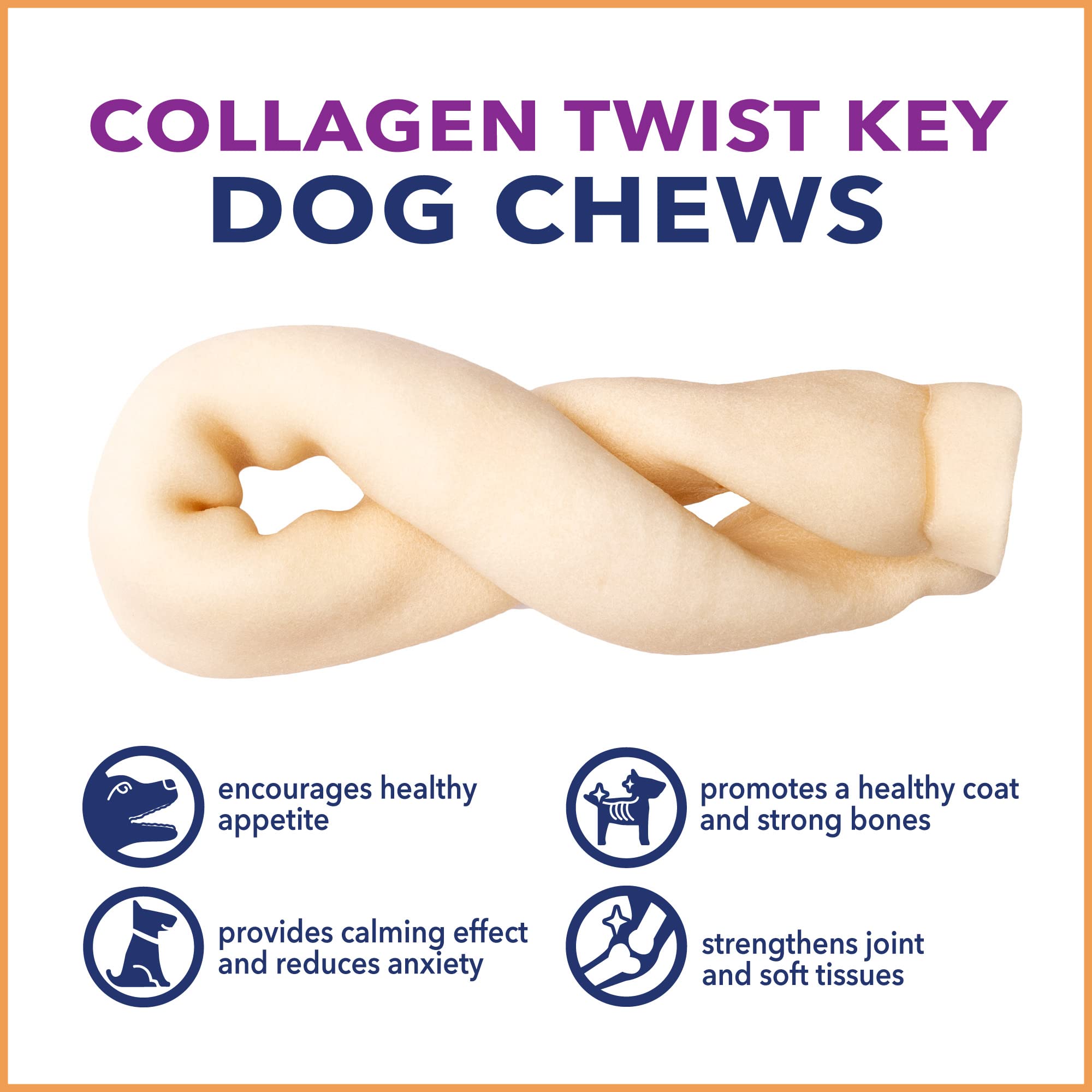Pet Factory CareChewz Collagen 6-7 Twist Keys Dog Chew Treats - Natural Flavor, 6 Count/1 Pack