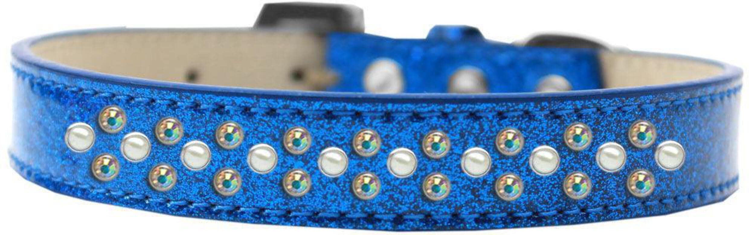 Mirage Pet Products Sprinkles Ice Cream Dog Collar with Pearl and AB Crystals, Size 14, Black