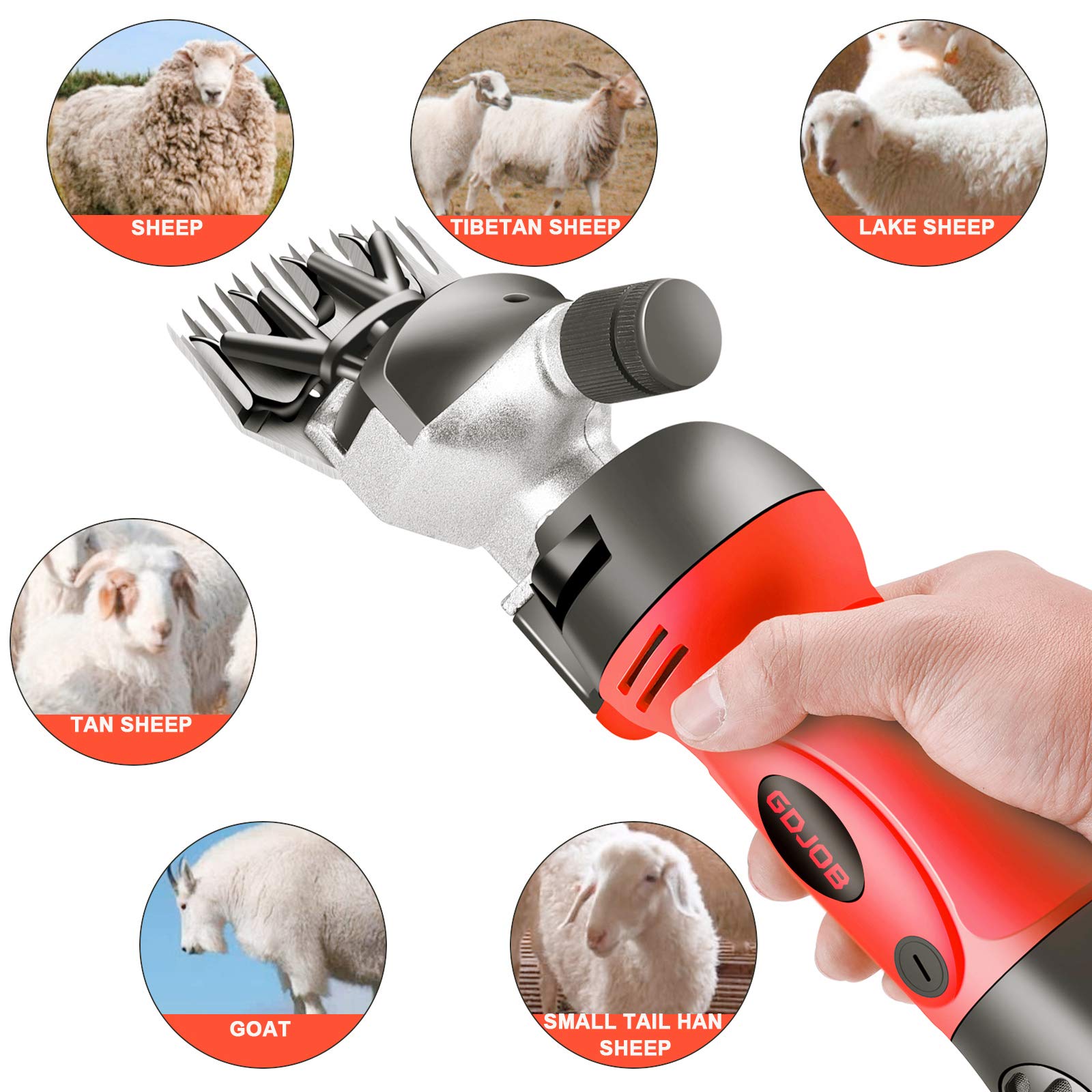 Sheep Shears,500W Professional Electric Sheep Shearing Clippers, 6 Speed Heavy Duty Farm Livestock Grooming Kit For Sheep Alpacas Goats And Thick Coat Animals Haircut