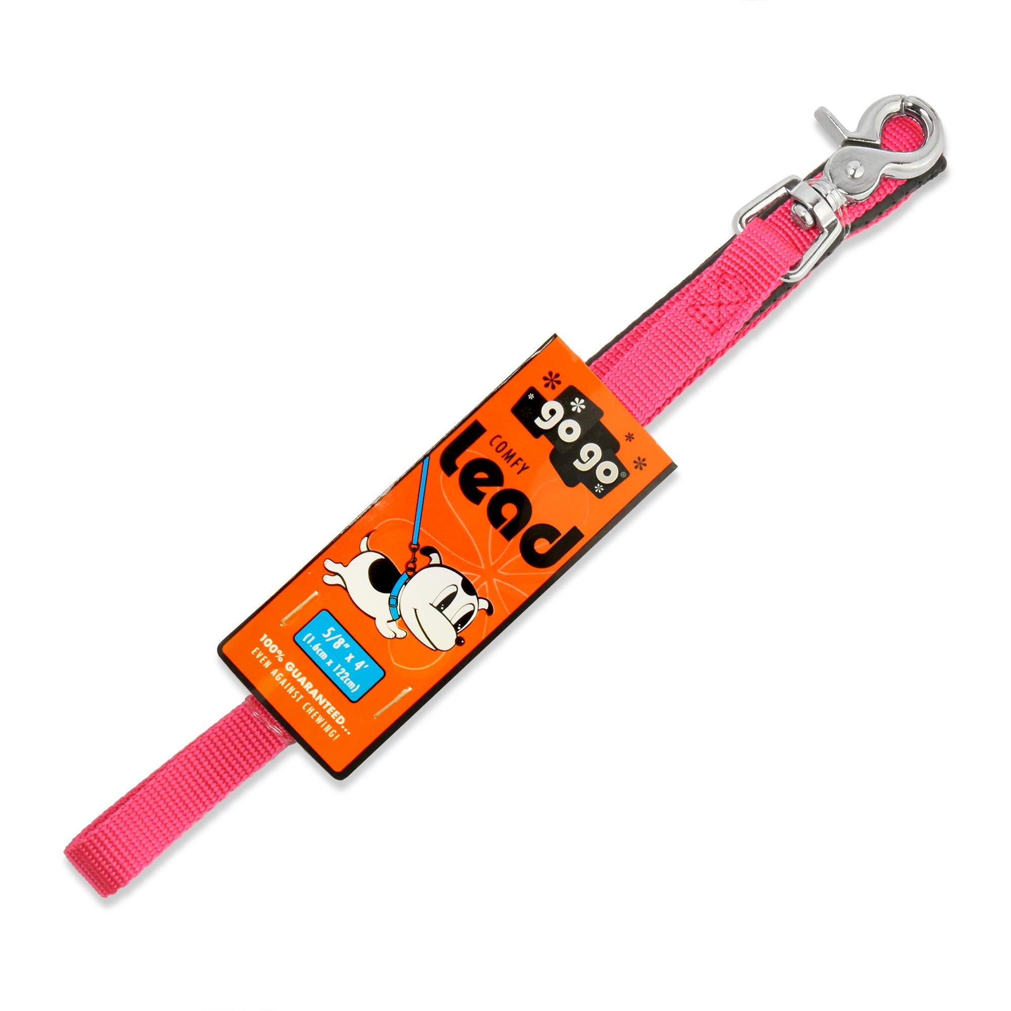 Gogo Pet Products 5/8-Inch Wide Comfy Nylon Dog Leash, 4-Feet Long, Pink