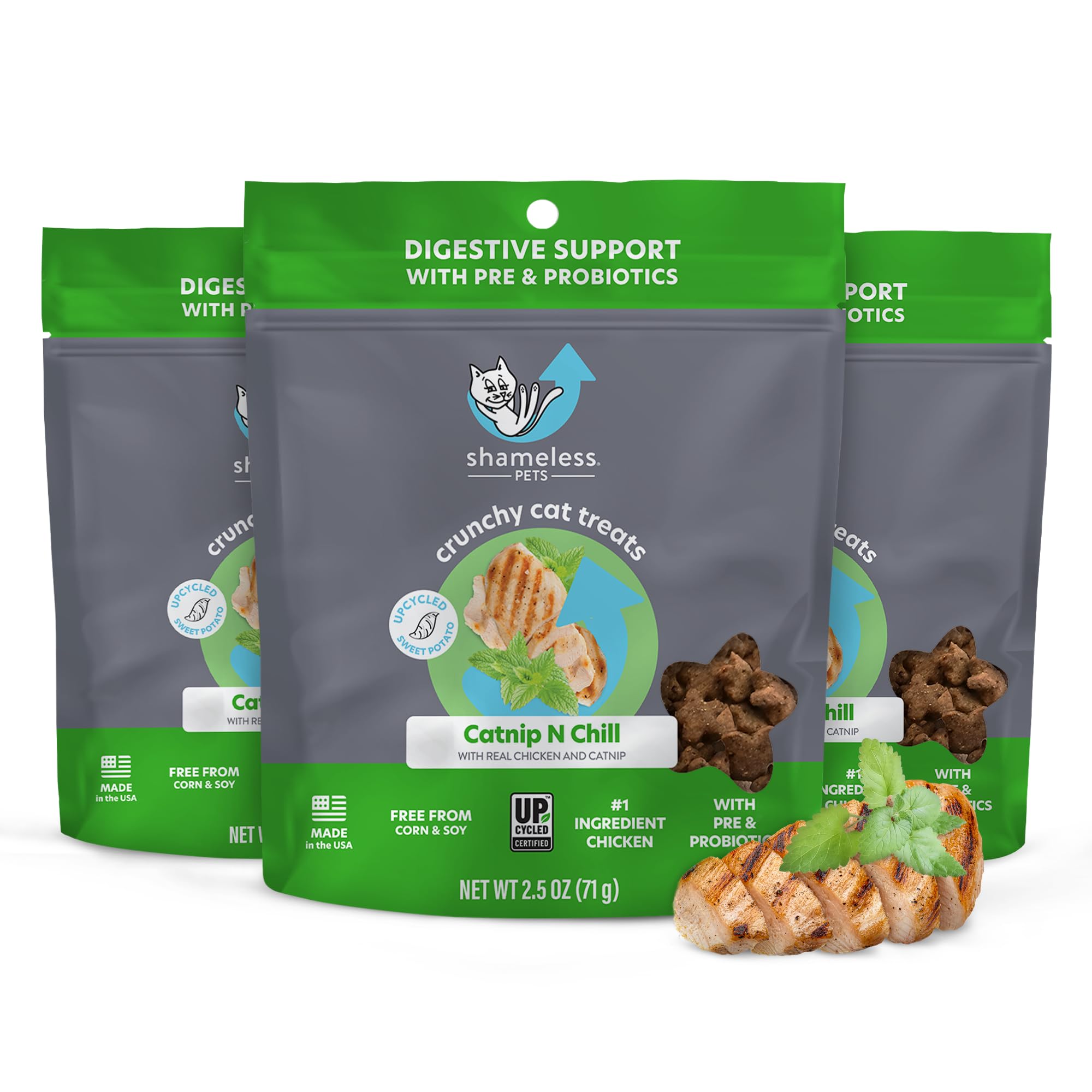 Shameless Pets Crunchy Cat Treats -? Catnip Treats for Cats with Digestive Support, Natural Ingredients Kitten Treats with Real 