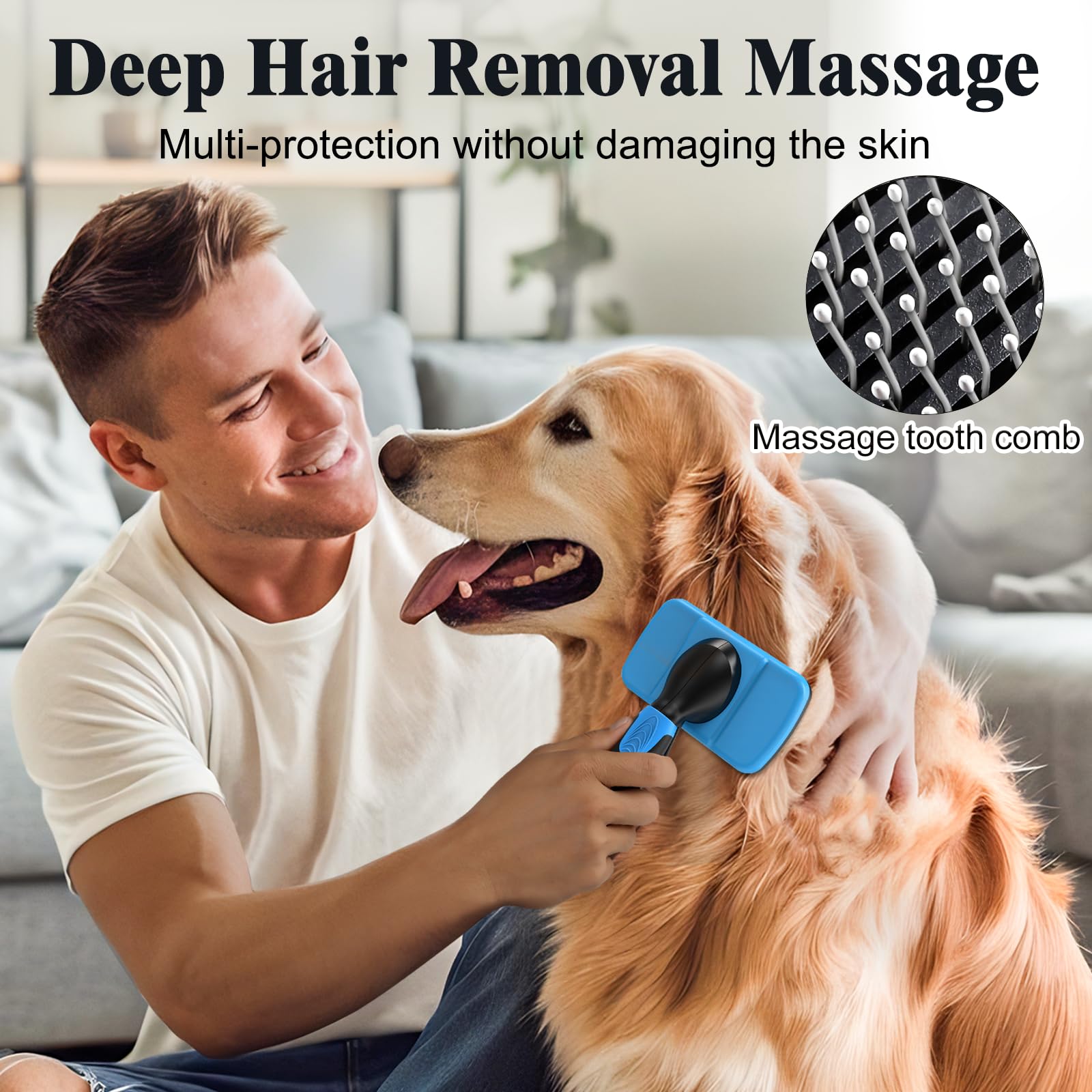 3PCS Dog Grooming Kit - Deshedding Dog Brush, Self Cleaning Slicker Brush, Bath Brush and Comb, Suitable for Hair Removal and Ba