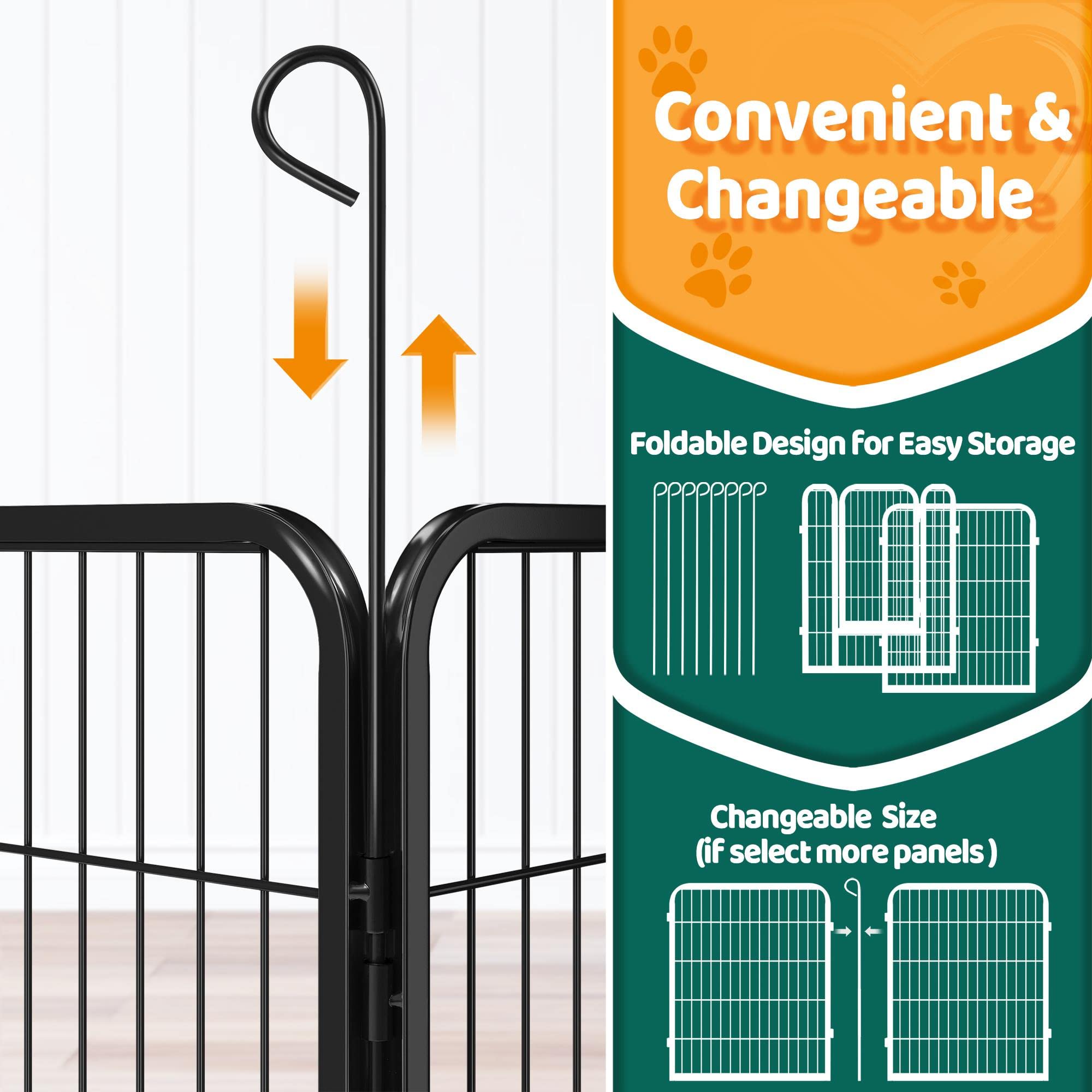 Topeakmart Foldable 8 Panels Dog Playpen Metal Pet Playpen Dog Exercise Pen Barrier With Door Portable Duck Chicken Puppy Fence