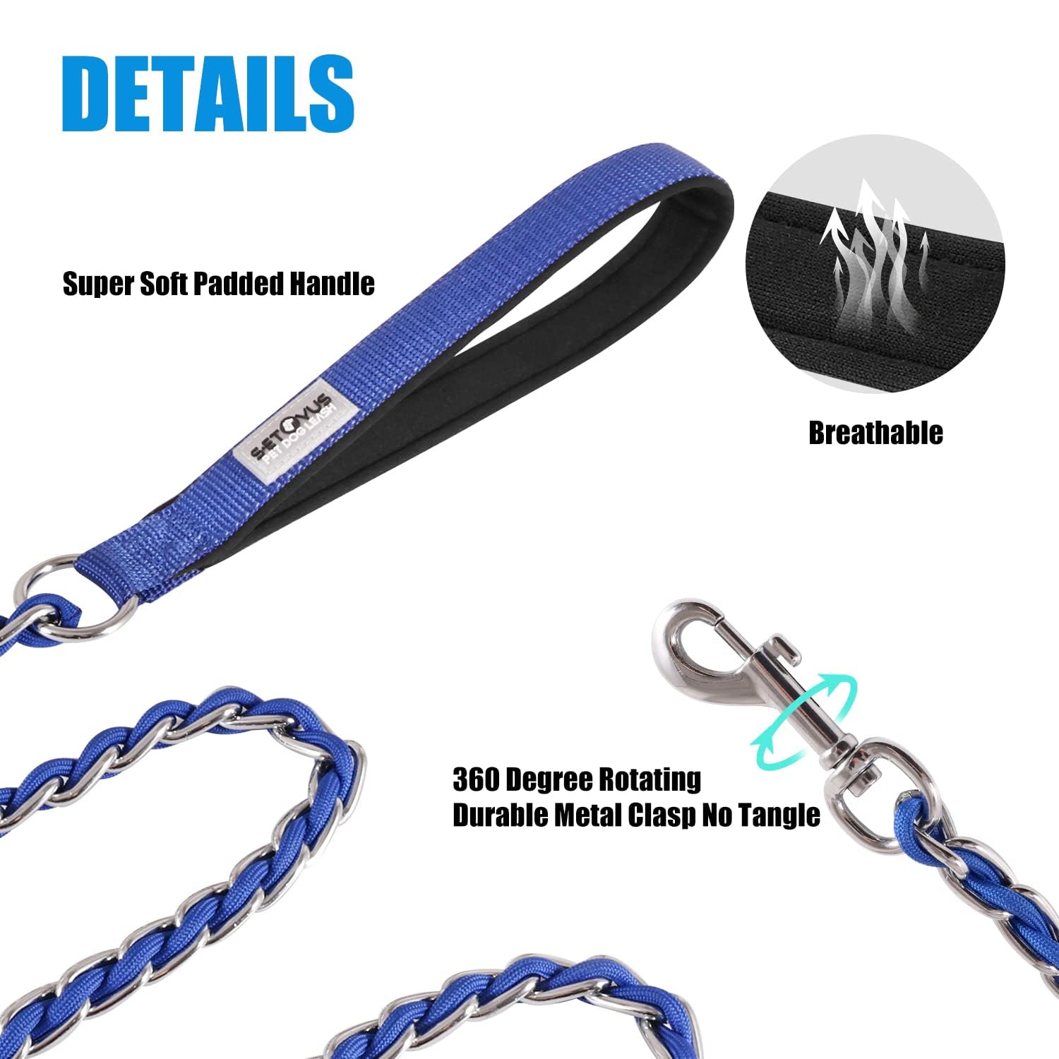 S-Etovus Dog Leash Chew Proof, Chain Leash Anti Chew Dog Leash For Large Dogs Heavy Duty, Indestructible Metal Leash Anti Bite C