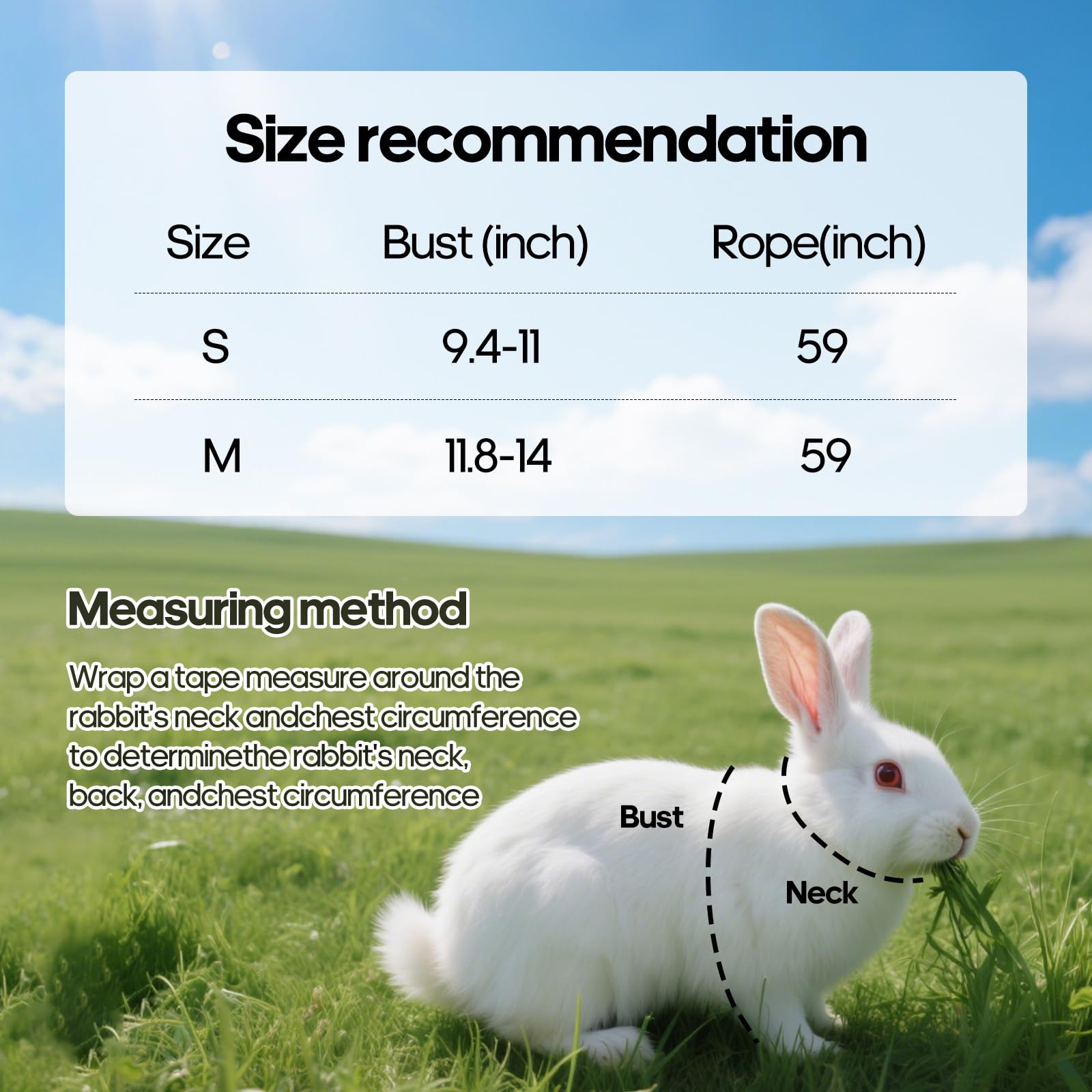 Adjustable Bunny Harness And Leash Set Double Buckle With Reflective Strips Rabbit Vest Pets Stuff Suitable For Rabbit Walks Acc