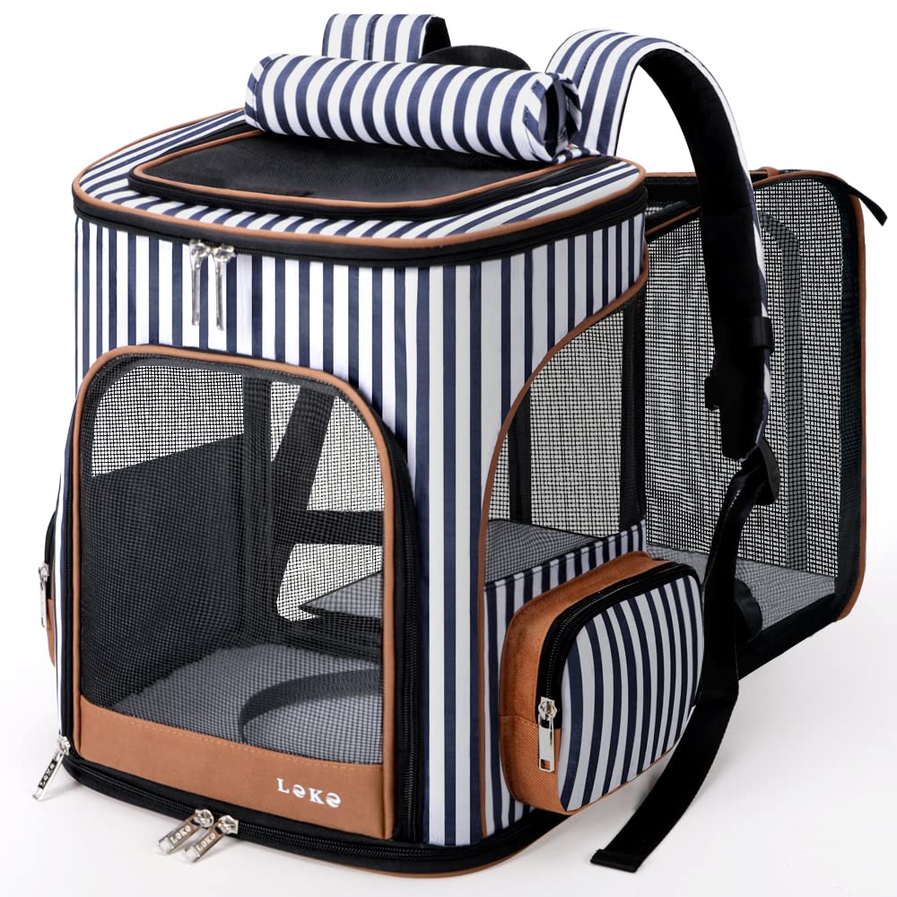 Lekereise Pet Carrier Backpack Expandable Cat Backpack For Small Dogs Cats, Dog Backpack Bag With Breathable Mesh And Inner Safe