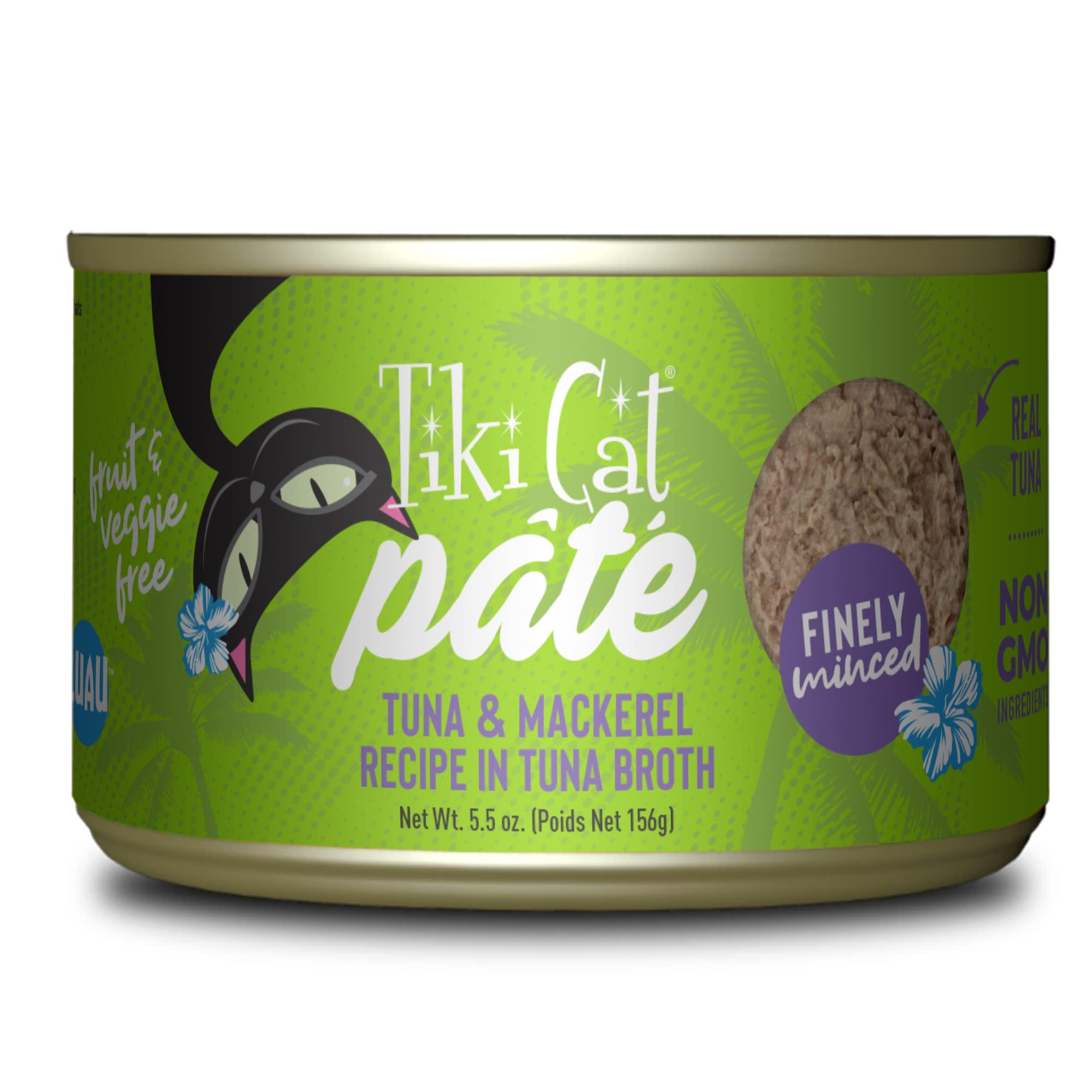 Tiki Cat Luau Pate, Ahi Tuna & Mackerel Recipe in Tuna Consumme, Grain-Free Balanced Nutrition Wet Canned Cat Food, for All Life