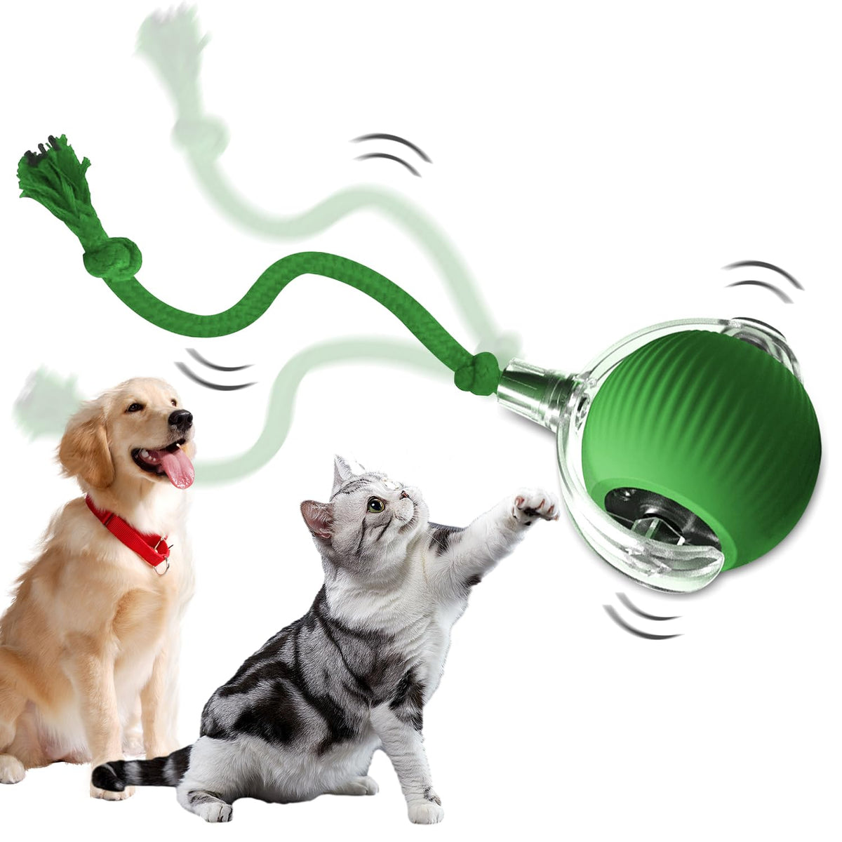 Mtlsttbd 2025 New Interactive Rolling Ball, Self-Rolling Dog & Cat Ball Toy, Automatic, Smart, Green