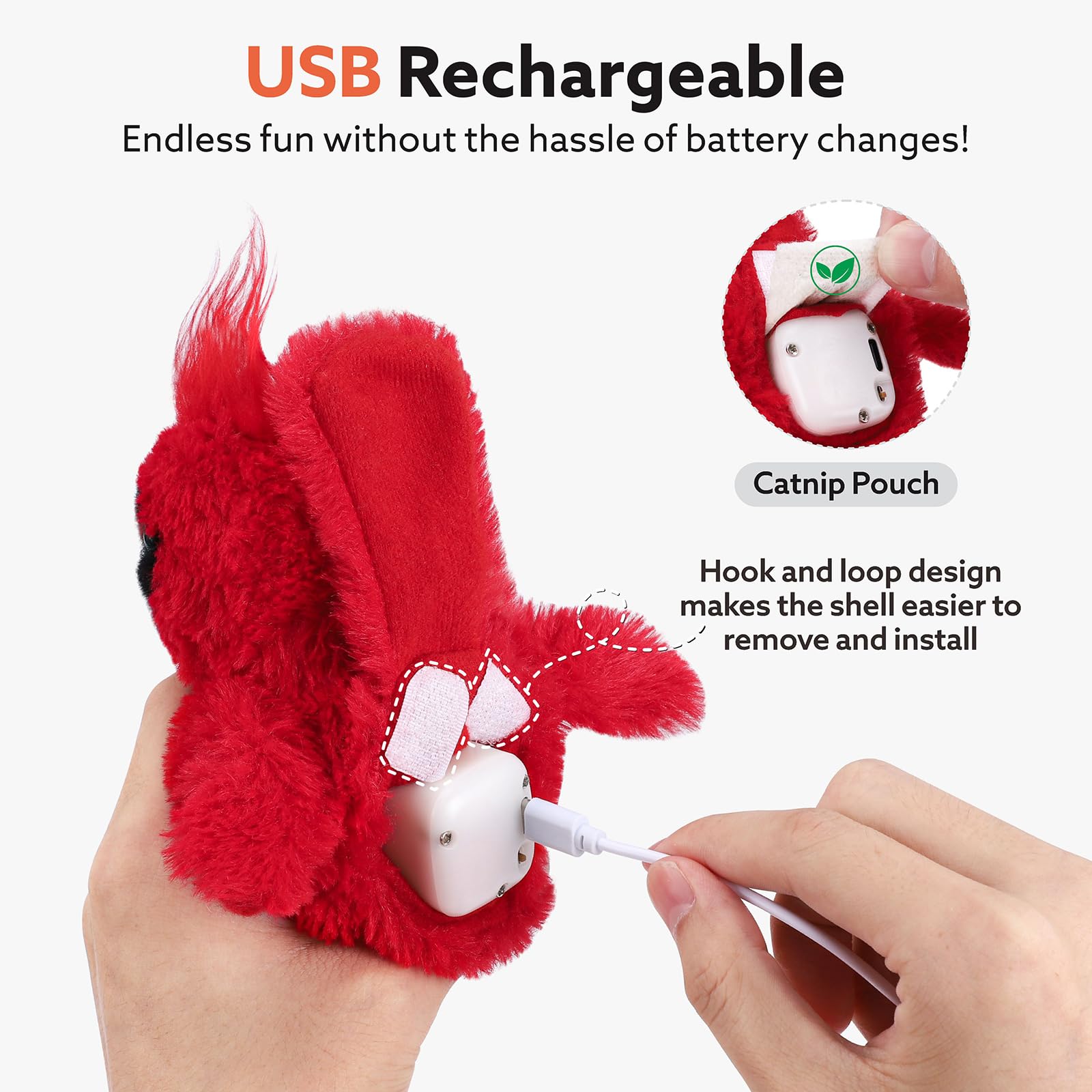 Aiperro Flapping Cardinal Cat Toys, Interactive Cat Exercise Toy With Lifelike Bird Chirp, Usb Rechargeable Automatic Cat Kicker