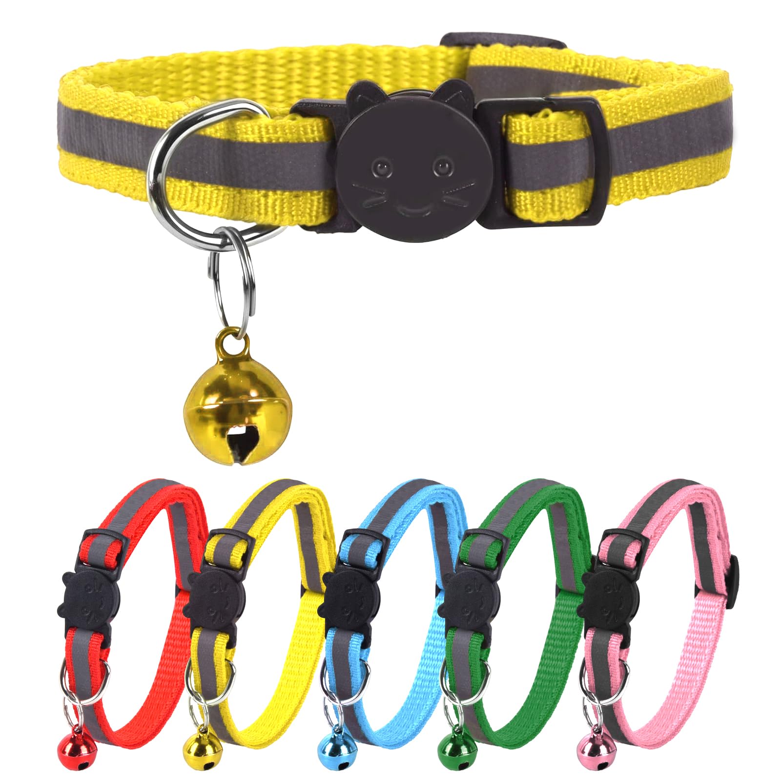 Xxs Dog Collar Teacup Dog Collar, Reflective Collar, Mini Reflective Collar, Teacup Dog Collar For Small Dogs Cats, Yellow, 3/8 
