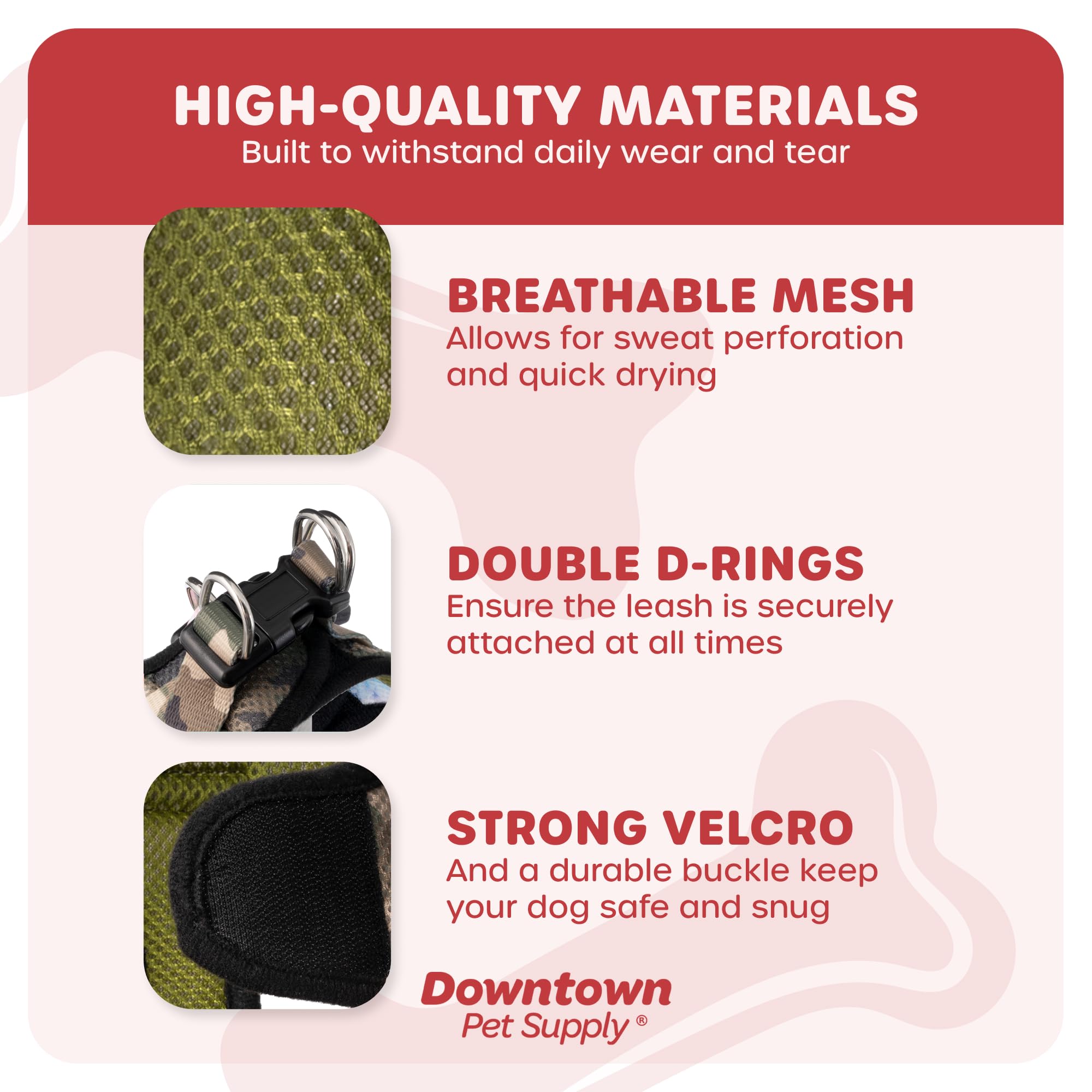 Downtown Pet Supply Step In Dog Harness For Small Dogs No Pull, Medium, Camo Green - Adjustable Harness With Padded Mesh Fabric