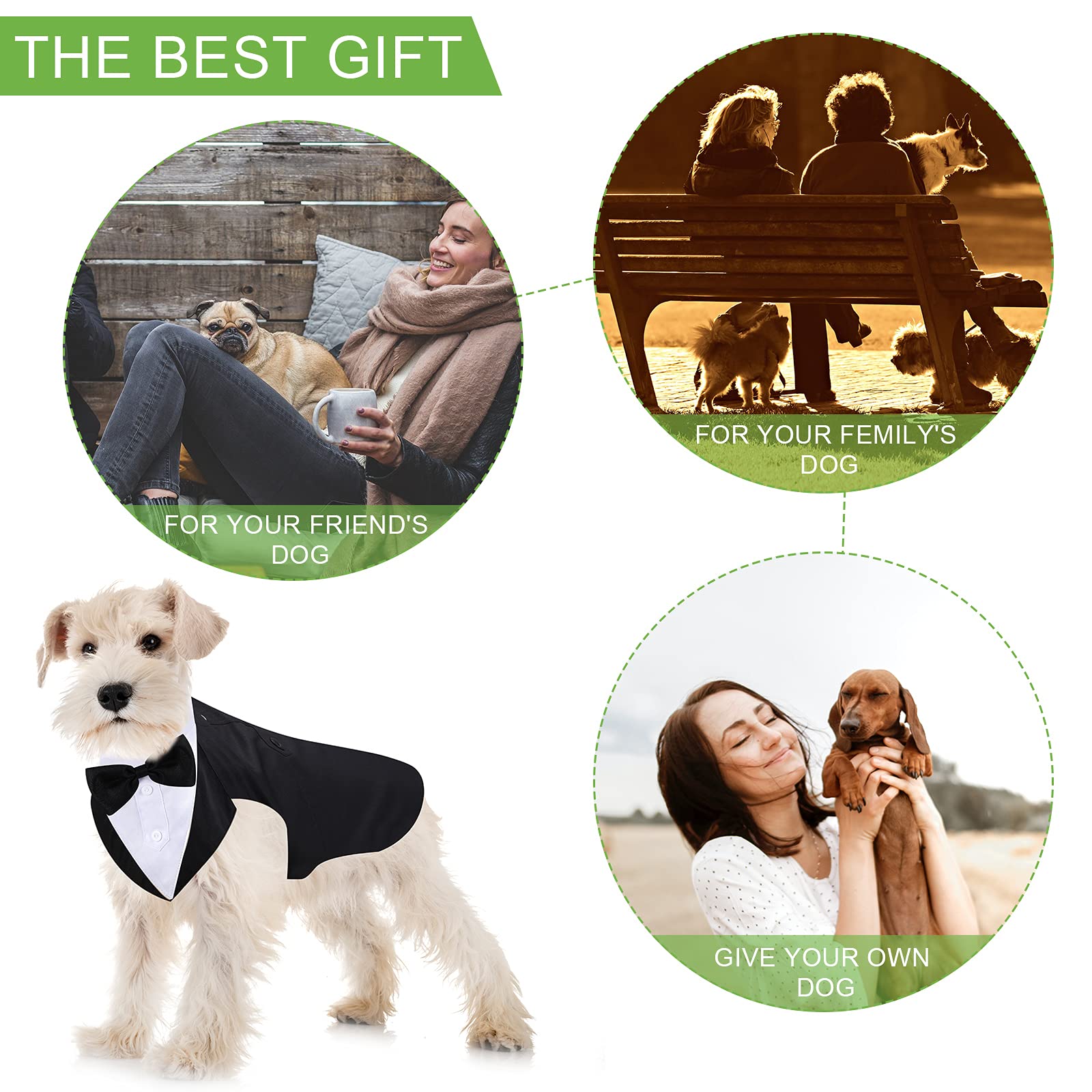 Dog Tuxedo And Bandana Set Dogs Formal Tuxedo Pet Wedding Party Suit Wedding Bow Tie Shirt For Wedding Christmas Birthday Costumes (Cute Style,M)