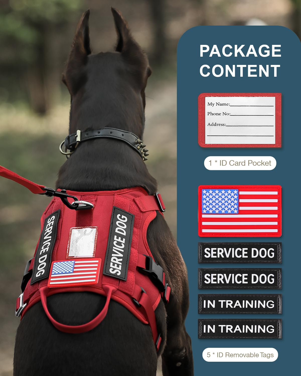 FAYOGOO Service Dog Harness for Medium Dog - Mesh Breathable Dog Harness Escape Proof with Handle - No Pull Military Service Dog