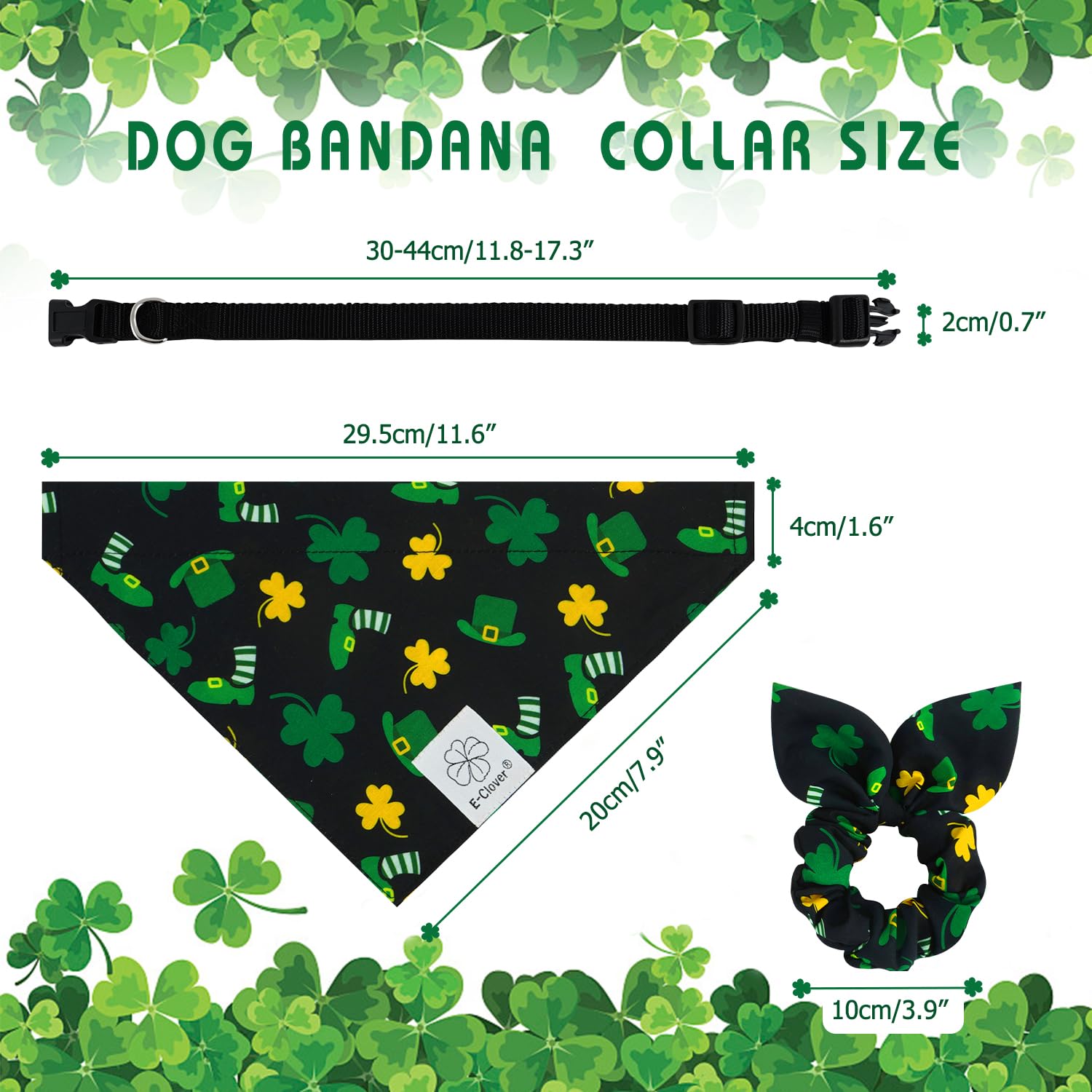 E-Clover Fall Dog Collar - Plaid Thanksgiving Dog Collar Bandana & Matching Scrunchie Adjustable Dog Collars For Xs Small Dogs P