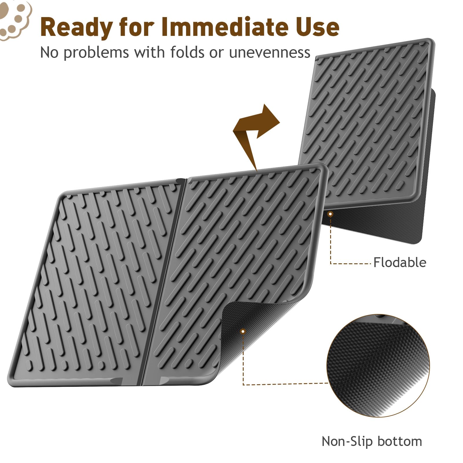 Kaxionage Cat Litter Mat With Grooves & Raised Edge,Urineproof/Waterproof,Litter Scattering Control,Easy To Clean (24 * 17In-Bla
