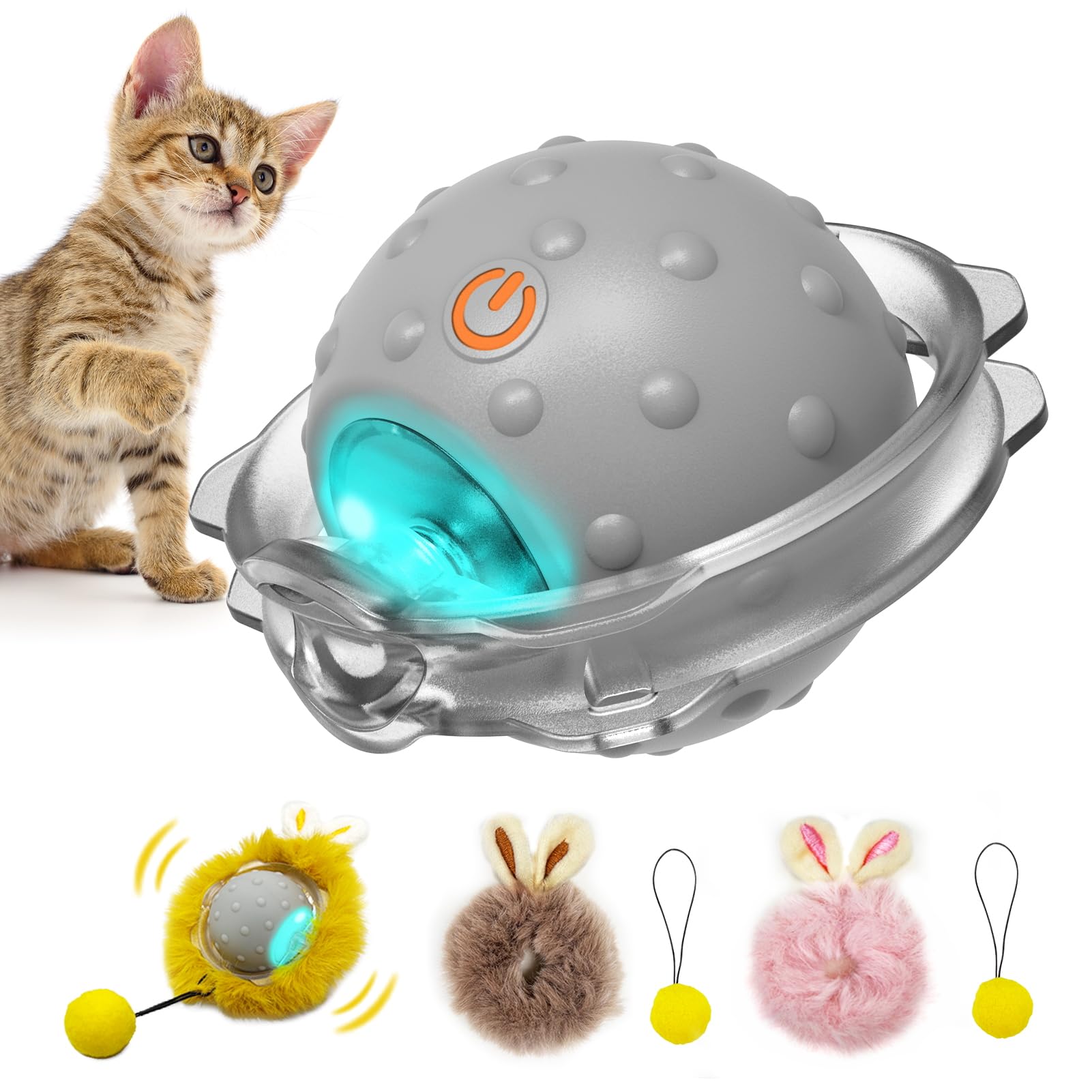 Sofolor Motion Activate Interactive Cat Toys - Automatic Moving Ball Toys For Indoor Cats, Self Rotating Ball With Lights, Electric Cat Mice Toys, Usb Rechargeable