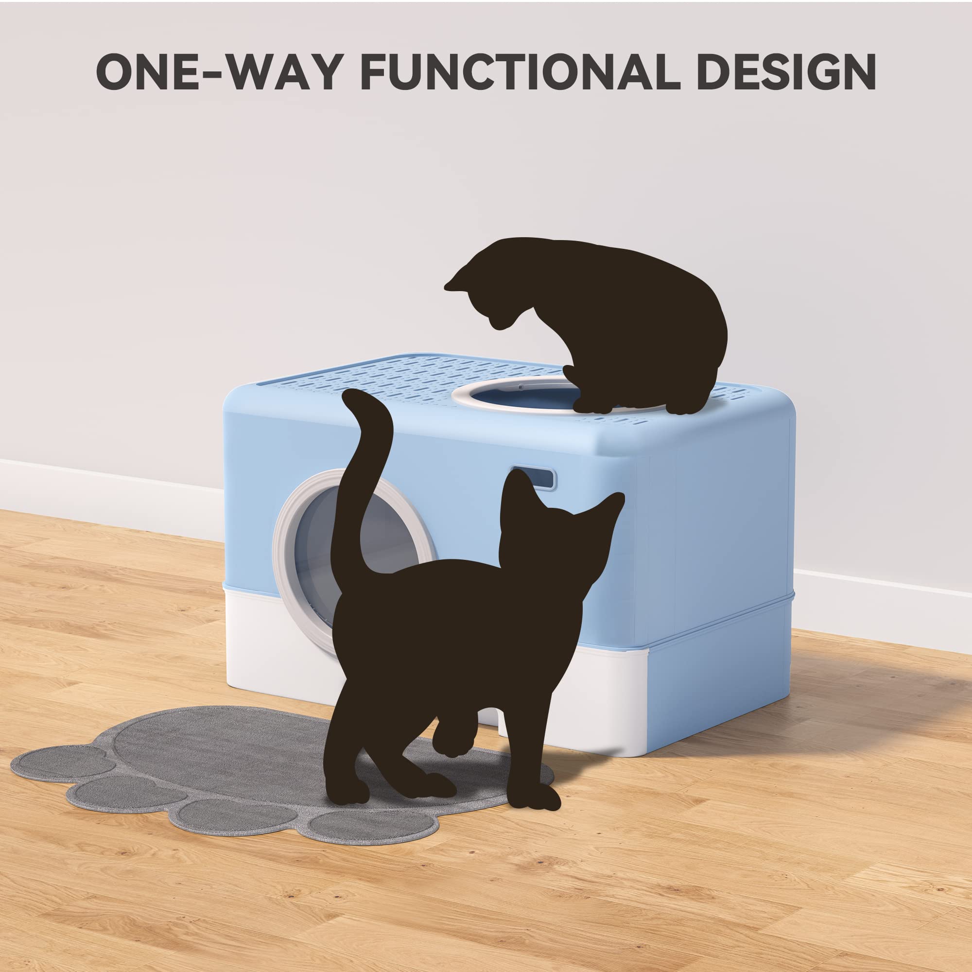 Yitahome Large Enclosed Cat Litter Box With Lid Cover, Hooded Odorless Anti-Splashing Cat Toilet With Drawer Litter Scoop Front