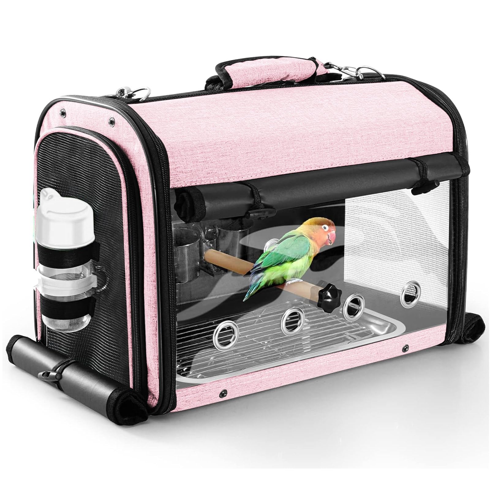 SUERTREE Bird Carrier Bag Bird Travel Cage with Stand, Lightweight Backpack for Parrot, Portable Bird Travel Bag, Pet Transparen