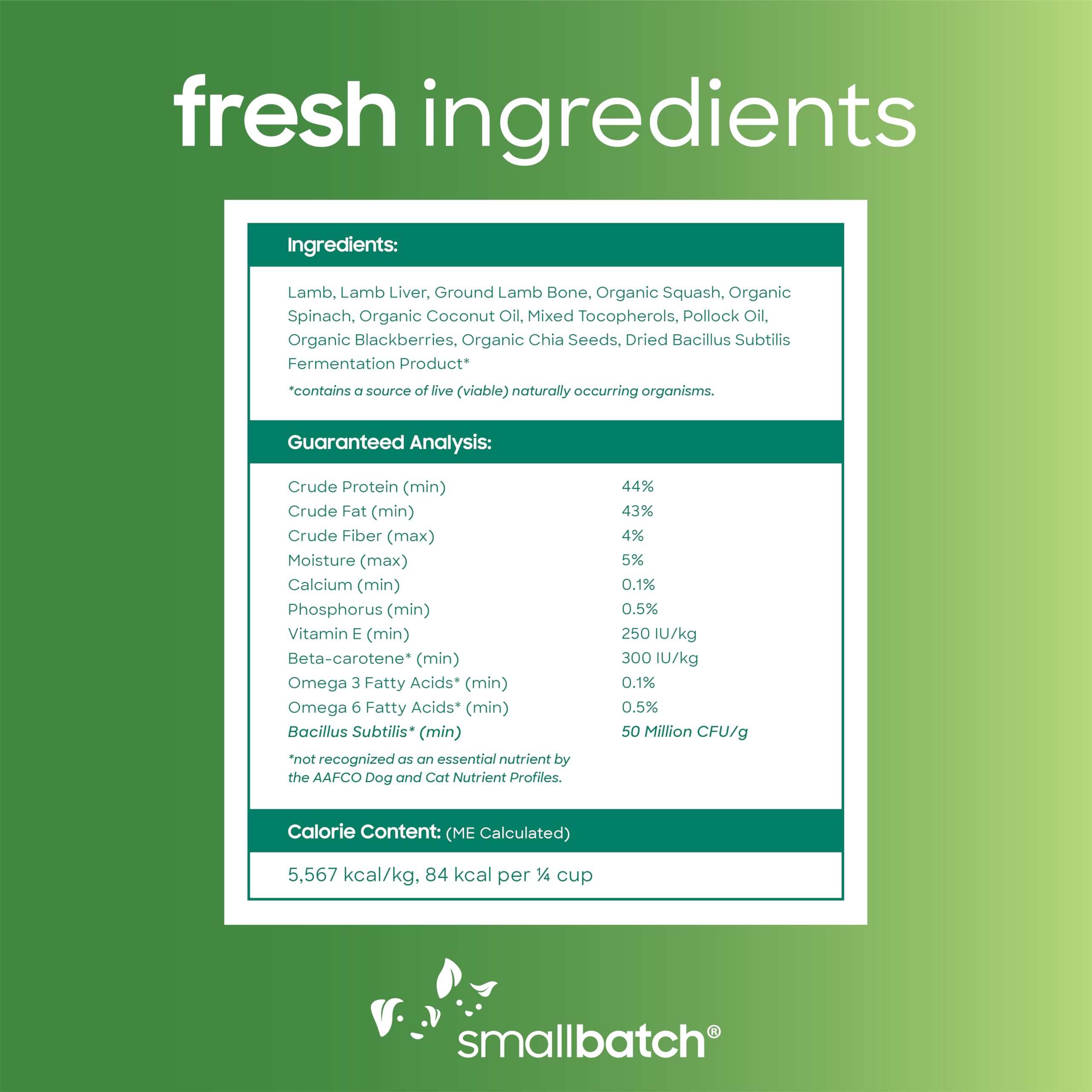 smallbatch Pets Freeze Dried Dog Treats & Cat Treats, 7 oz, Lamb Treat Bites, Probiotics, Organic Vegetables, Fruits, Digestive