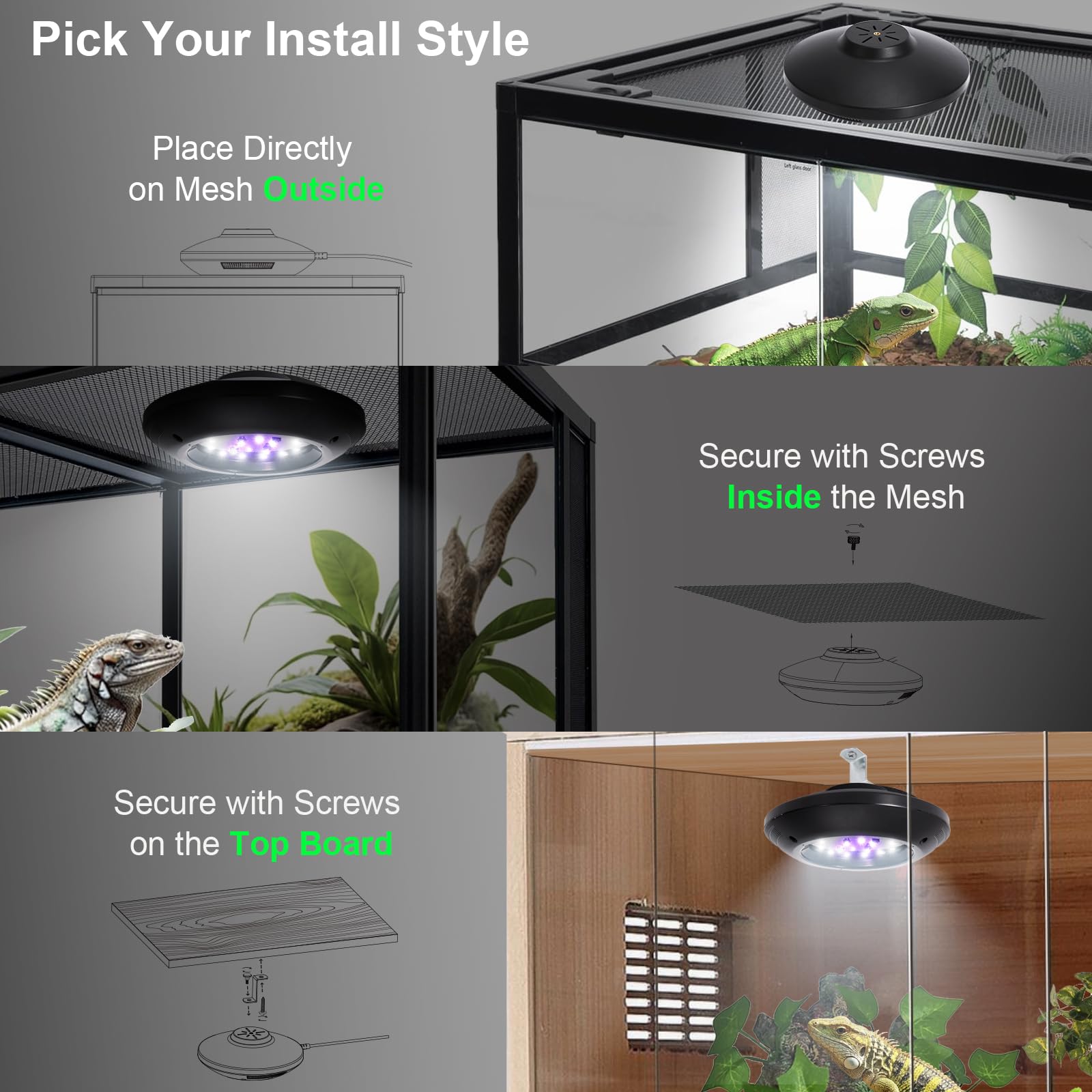 Led Uvb Light For Reptiles, 8W Uva Uvb Lamp - Timer Switch, Adjustable Brightness, Ferguson Zones 1-4, Energy-Efficient, Uvi Lam