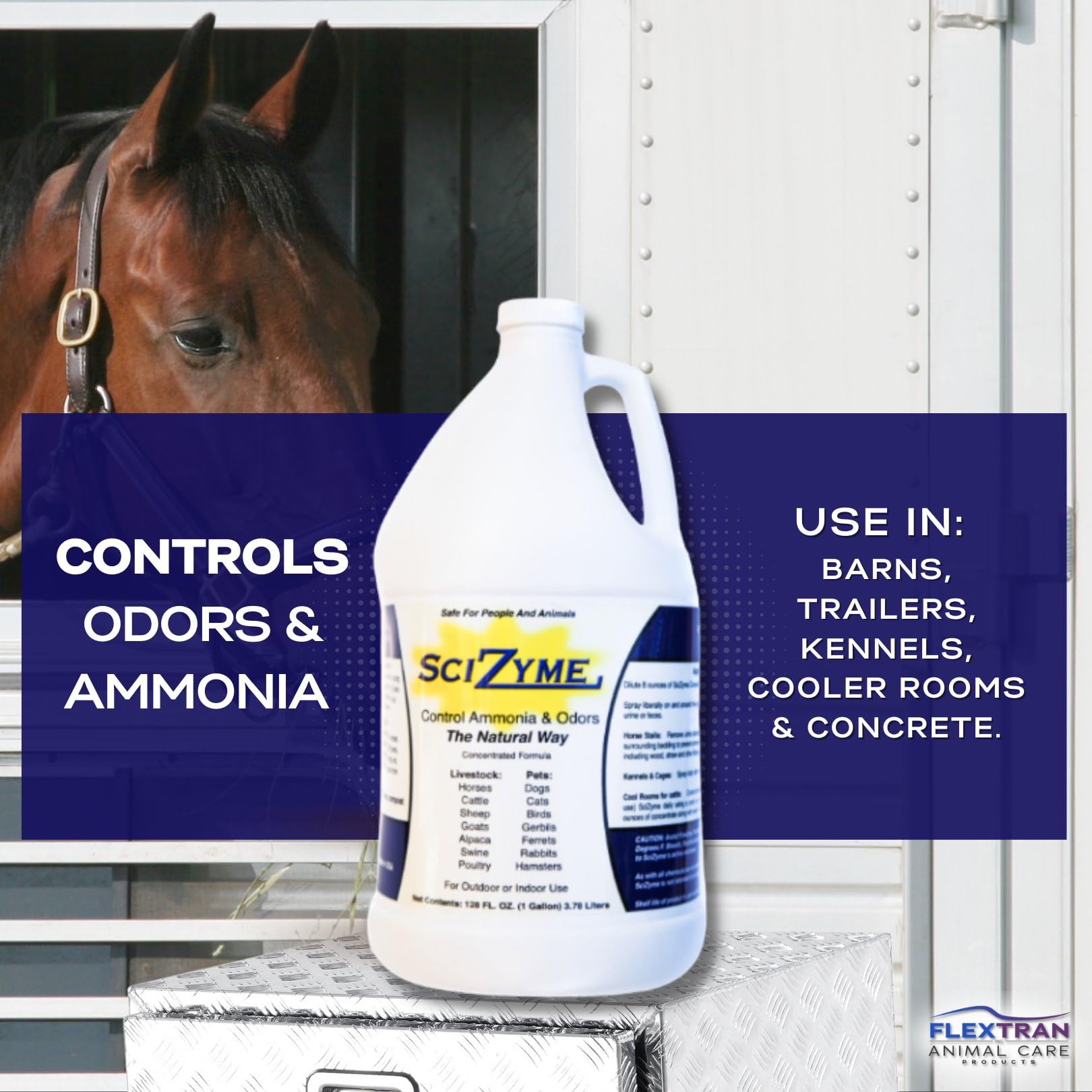 Scizyme - Enzyme Based Eliminator & Control Odors & Ammonia In Cooler Rooms, Barns, Trailers, Kennels, Etc. (Makes 16 Gallons)