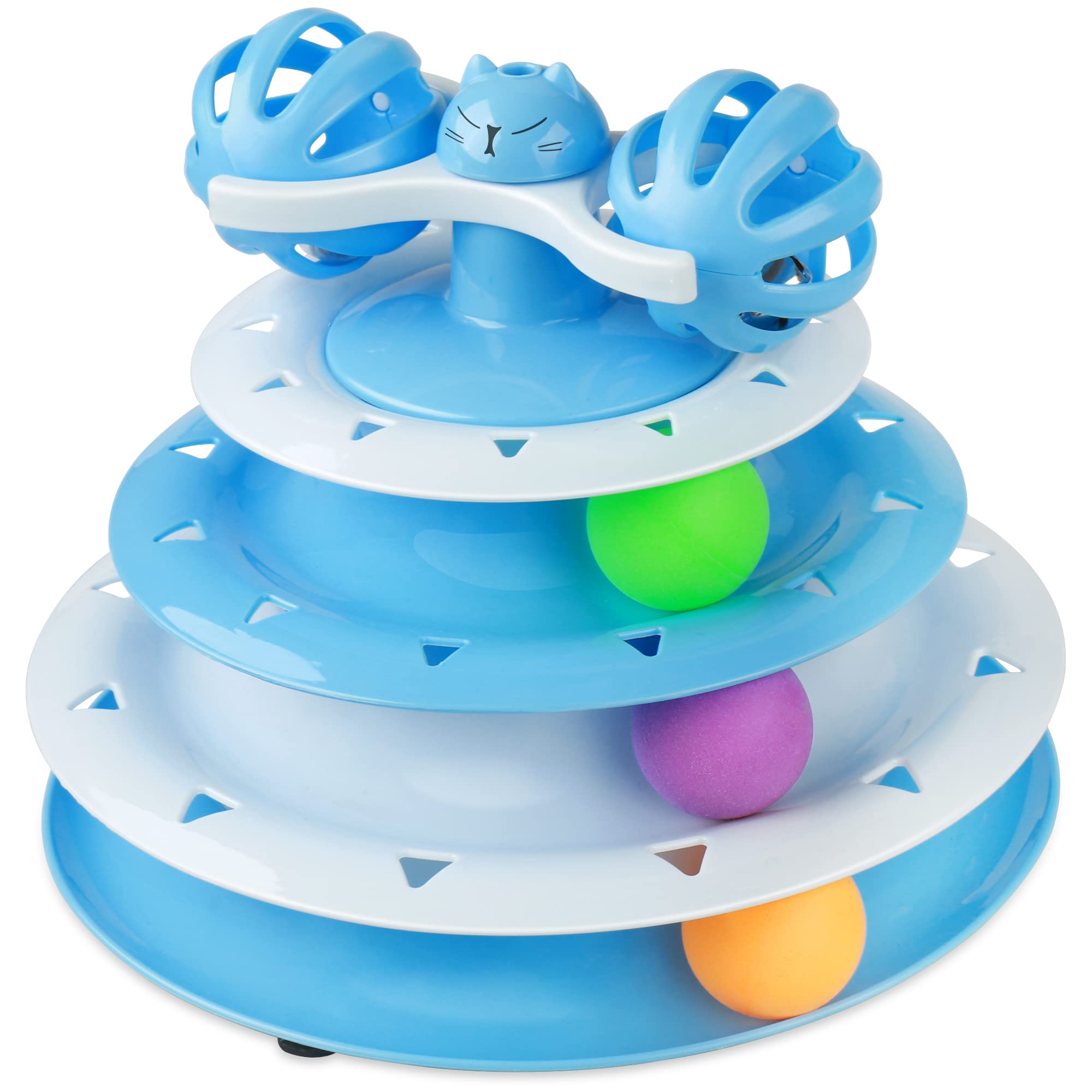 Upsky Cat Toy Roller 4-Level Turntable Cat Toy Balls With Three Colorful Balls And Bell Ball X Turntable Interactive Kitten Fun 