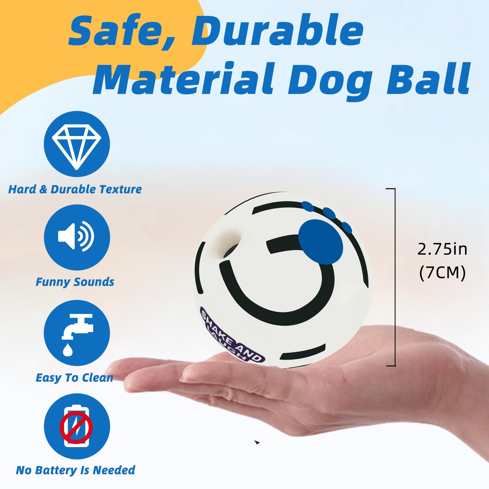 Shake And Laugh Glow In The Dark Dog Toys Ball, Interactive Dog Ball, Shaking With Gibbering Sound, Xs, 2.75 In (7 Cm)