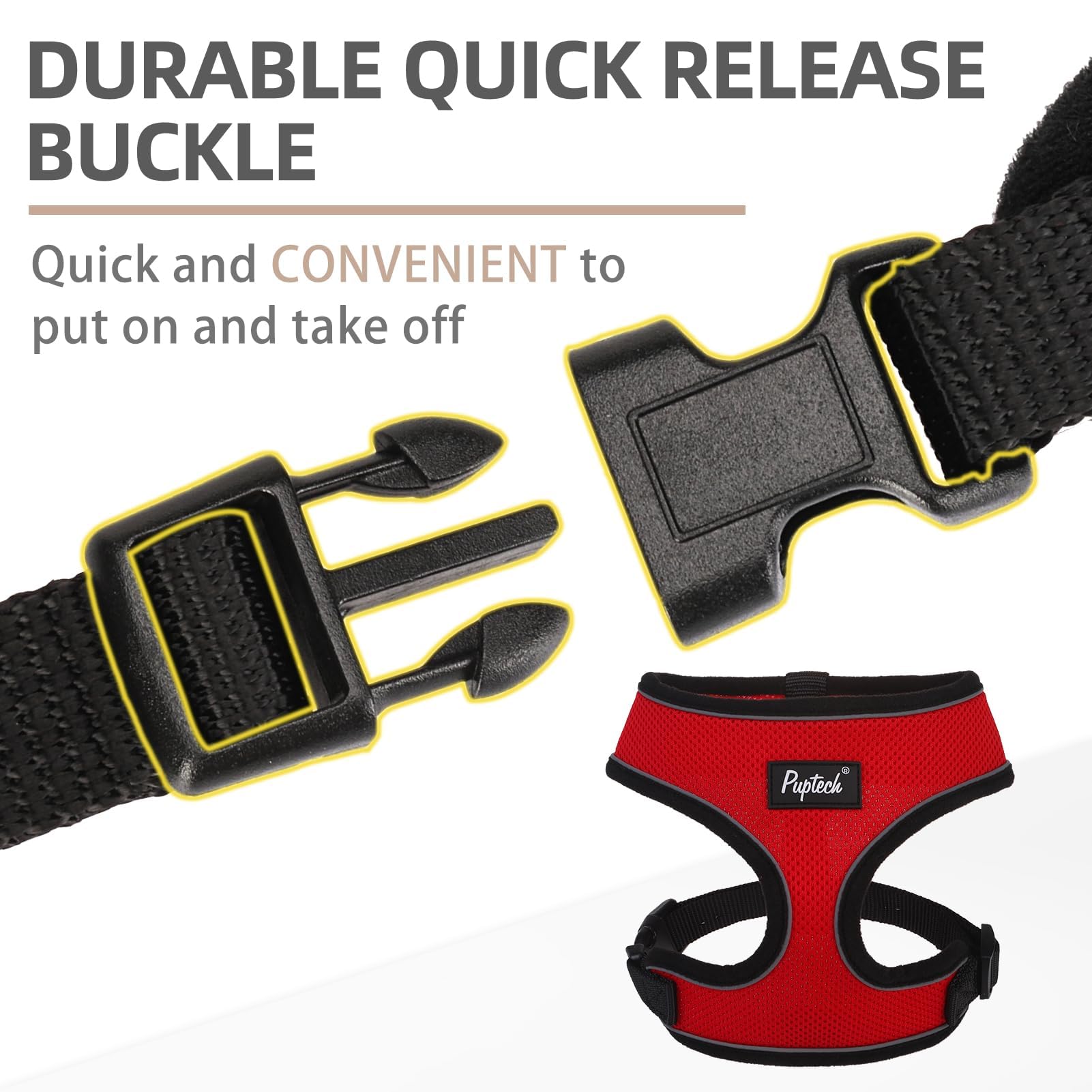 Pupteck Soft Mesh Dog Harness And Leash Set Pet Puppy Cat Comfort Padded Vest No Pull Harnesses, Solid Red, S