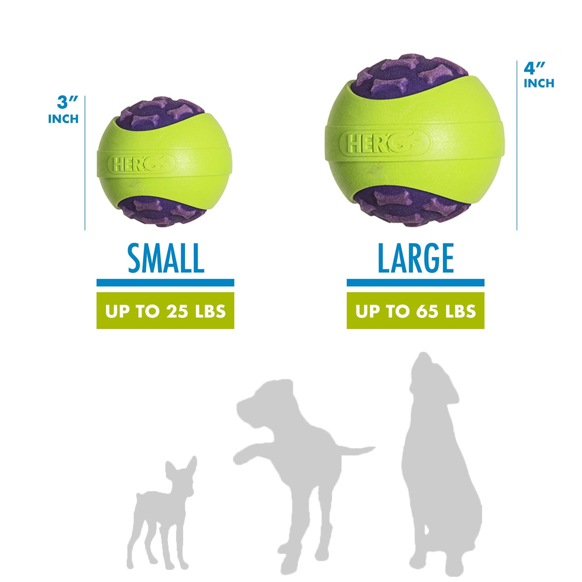 Hero Outer Armor, Durable Ball Dog Toy, Floats & Squeaks, Large - Purple & Green