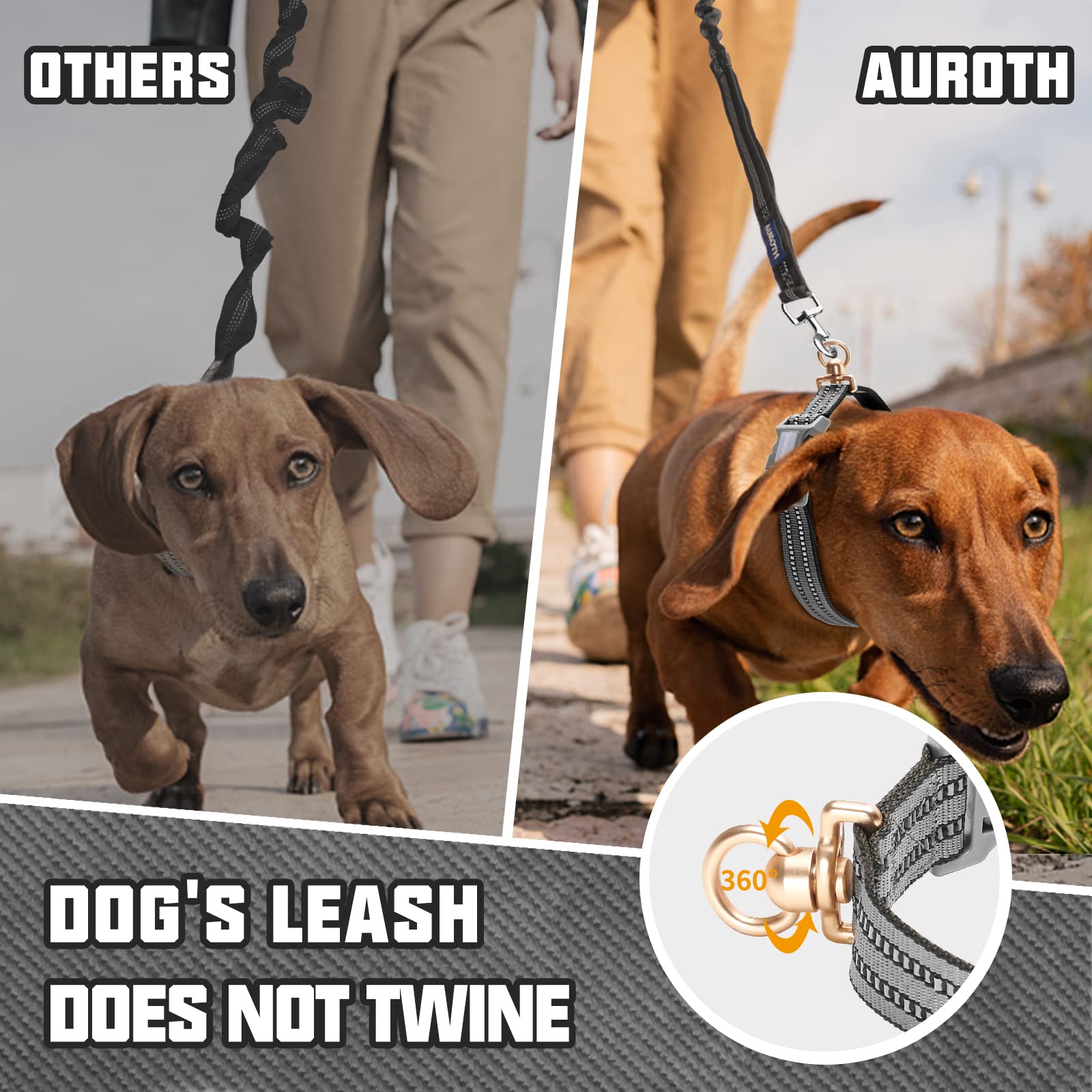 Auroth Dog Collar For Medium Large Dogs, Reflective Dog Collar, Soft Nylon Adjustable Dog Collars With Heavy Duty Metal D Ring Tangle Free (Medium:12'-19.6', Grey)