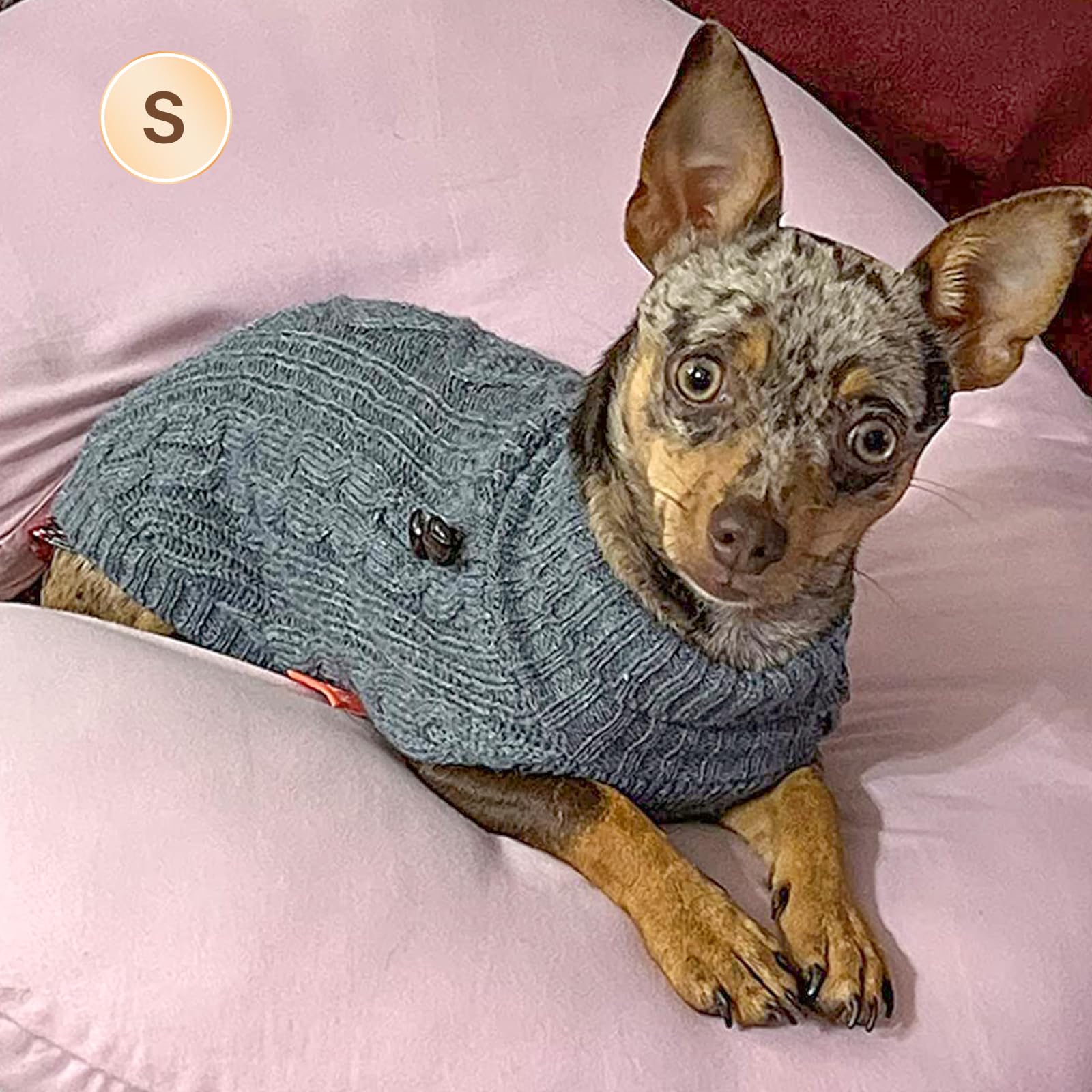 Kyeese Dog Sweaters For Small Dogs Turtleneck Dog Sweaters Knitwear With Gingham Patchwork Pet Sweater For Fall Winter