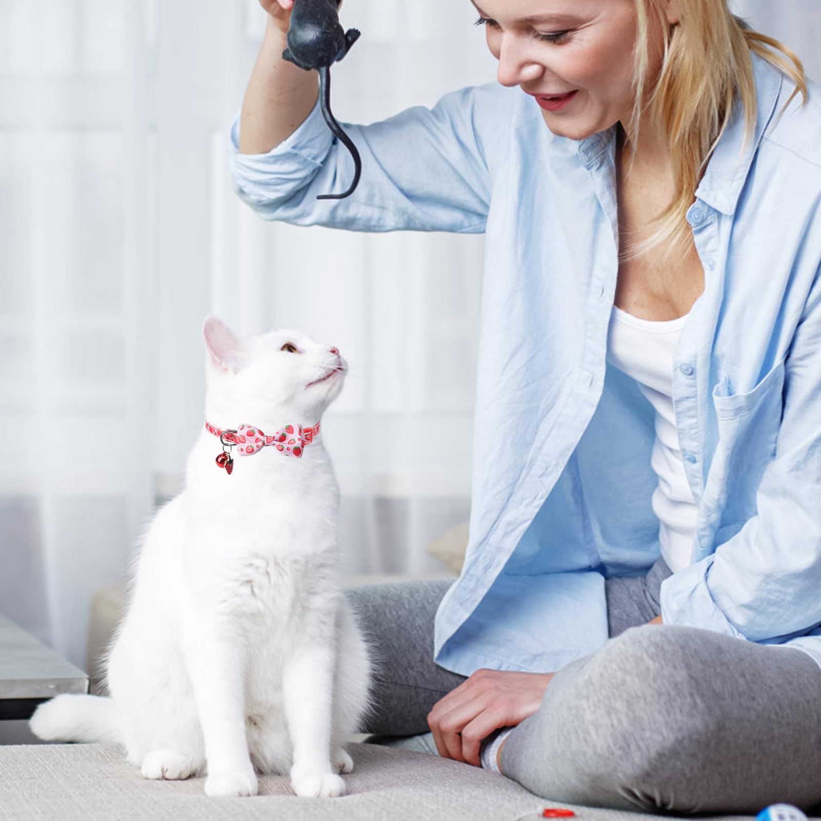 Scenereal Breakaway Cat Collar With Bell, 2 Pack Safety Adjustable Cat Collars With Pendant, Pink Personalised Puppy Kitten Coll