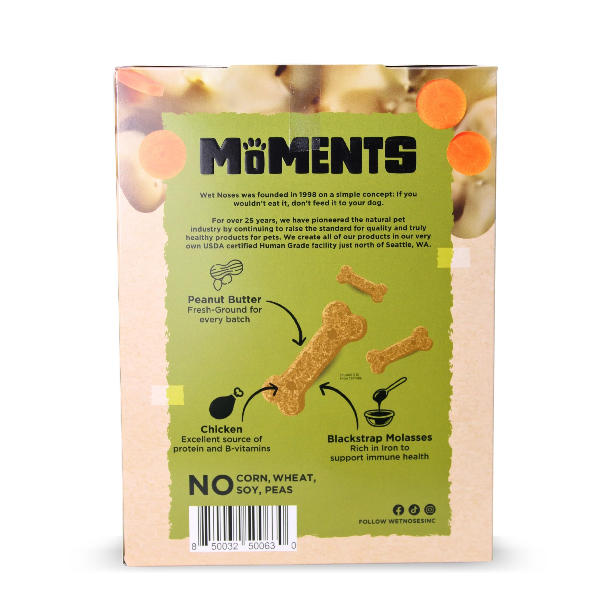 Wet Noses Organic Crunchy Dog Treats - All-Natural Chicken Pot Pie, 14oz - Healthy Non-GMO Snacks for All Dog Sizes & Breeds