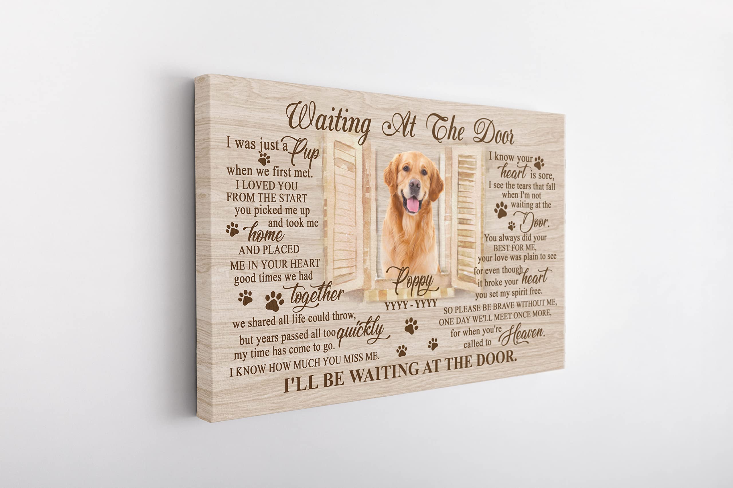 Personalized Dog Memorial Canvas Waiting At The Door Sympathy Gift For Loss Of Dog Remembrance Gift For Pet Owners Jcd784 (24X16