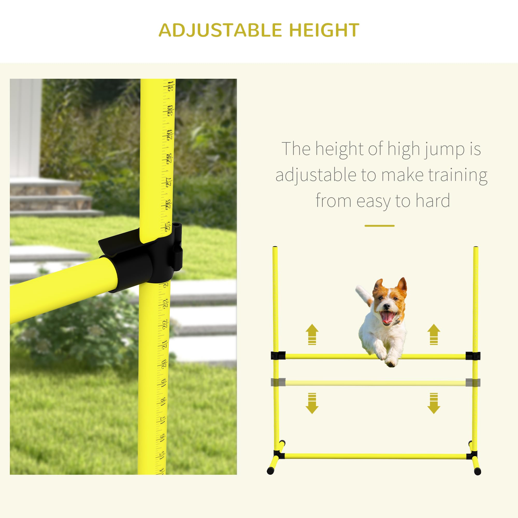 Pawhut 4 Piece Dog Agility Training Equipment For Dog Agility Course With Adjustable Height Jump Bars, Included Carry Bag, & Dis