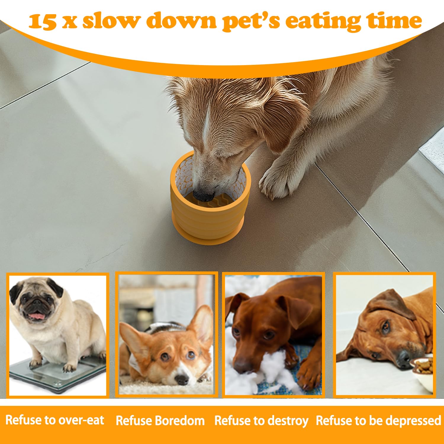 Femont Slow Feeder Bowl For Dog, Silicone Dog Lick Bowl For Fast Eater,Anxiety Relief Dog Feeding Bowls,Non-Slip Anti-Choking In