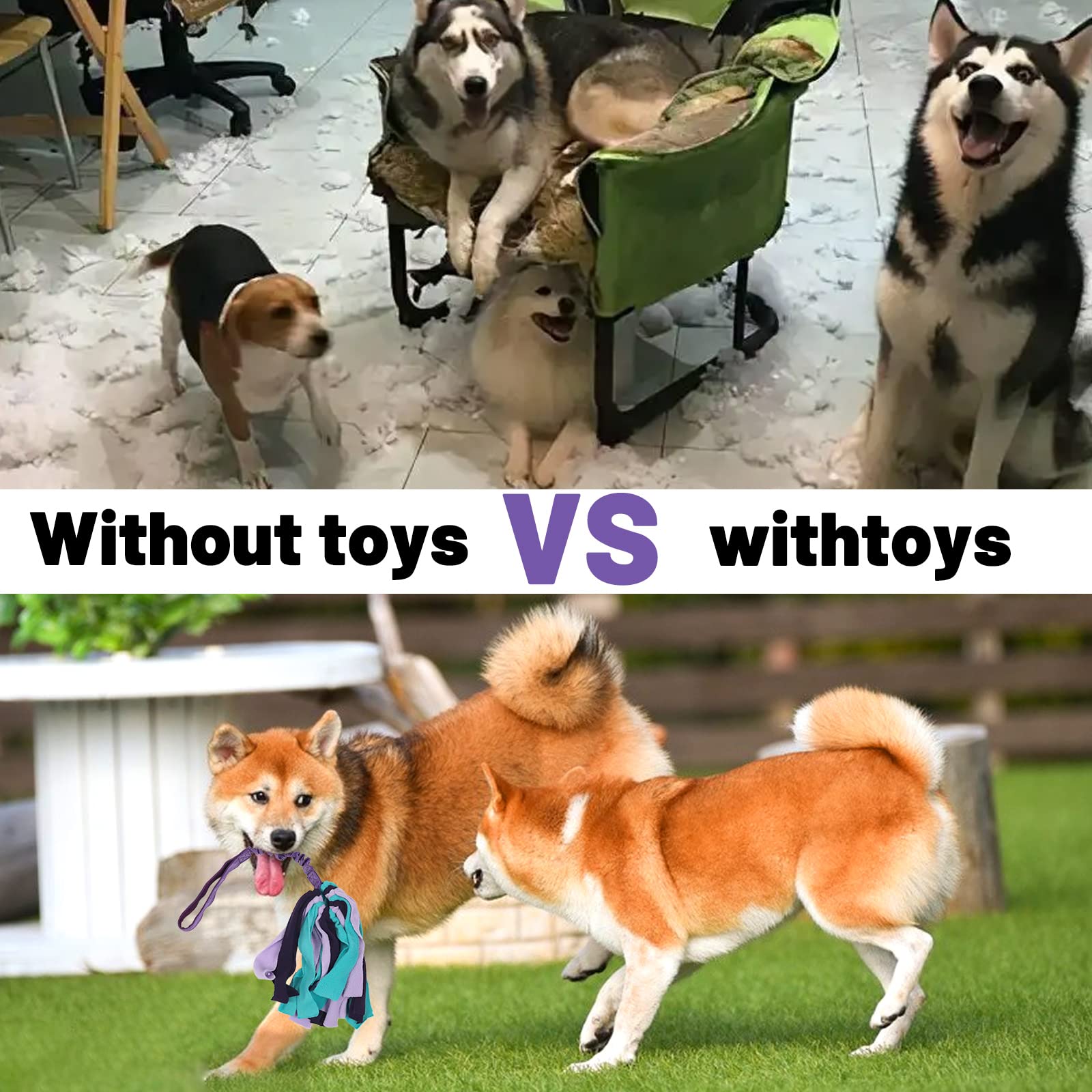 Wodoca Interactive Dog Toys, Dog Rope Toys For Aggressive Chewers -Tough Rope Tug Of War Dog Toys, Dog Tug Toy For Boredom For Small Medium Puppy Interacting Games (Purple)