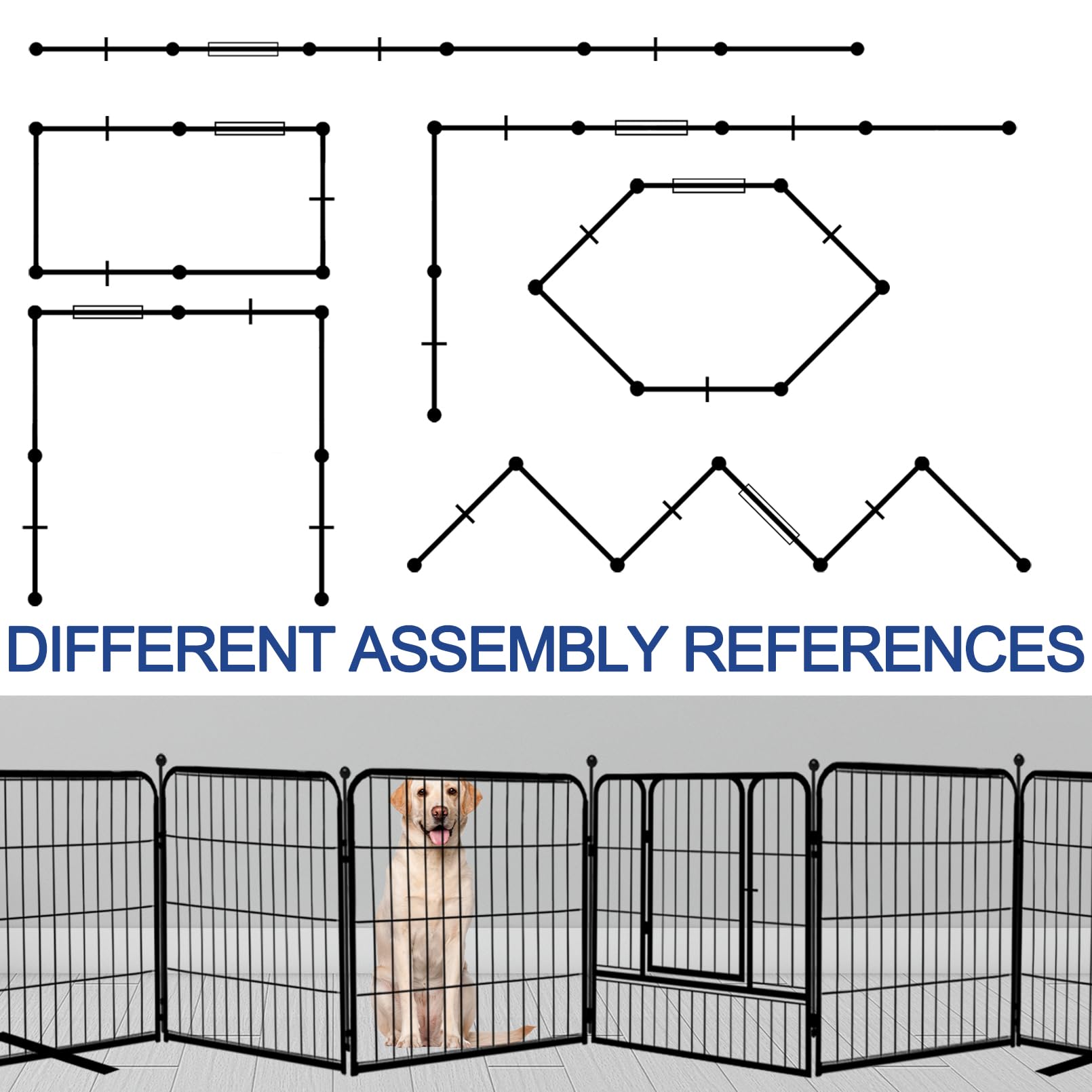 Gxsdj Metal Freestanding Dog Gates With Door, Outdoor Dog Gates For Doorways Extra Wide, 165   W  32   H 6 Panels, Fences Indoor