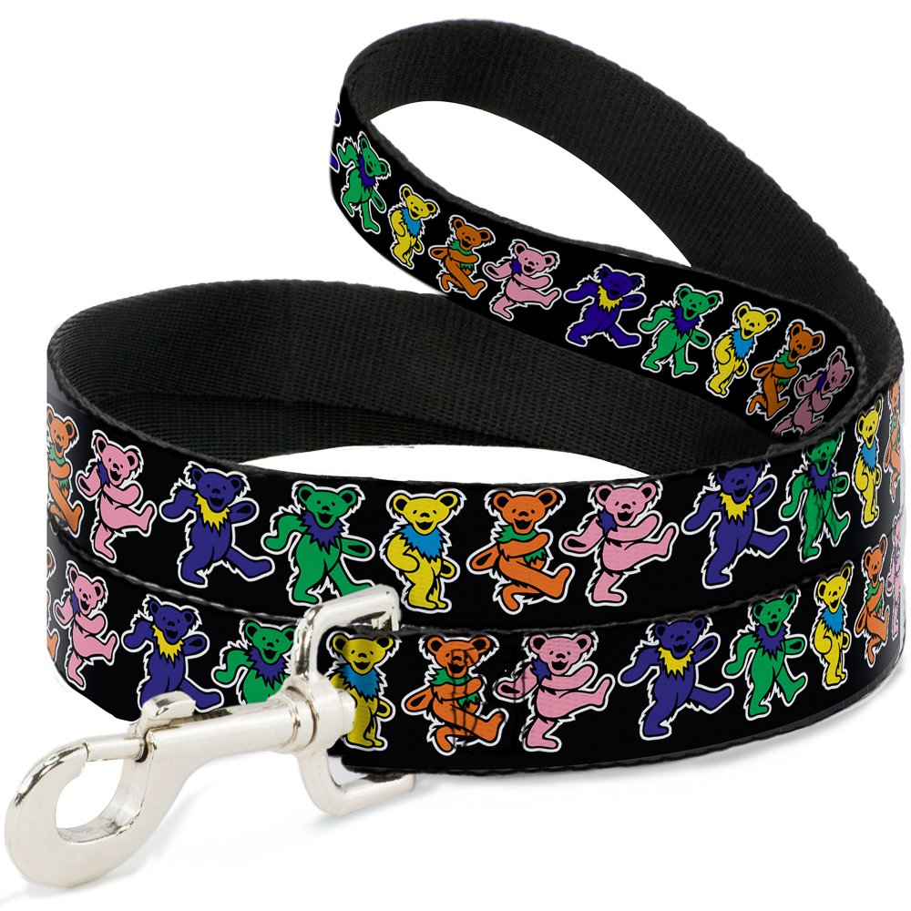 Dog Leash Dancing Bears Black Multi Color 6 Feet Long 0.5 Inch Wide