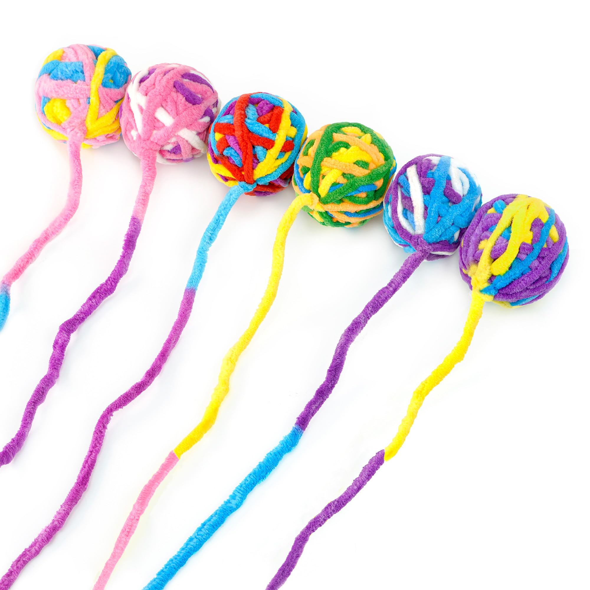 Chiwava 6 Pack 20'' Woolen Yarn Cat Toys Ball With Bell 2'' Large Indoor Cat Toy Balls Kitten Interactive Toys