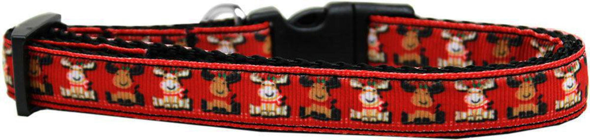 Reindeer Christmas Pet Dog & Cat Nylon Collar or Leash MD Narrow Collar