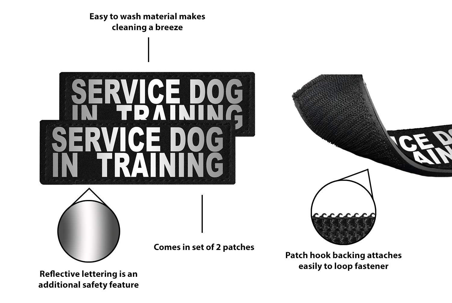 Dogline Removable Interchangeable Service Dog In Training Patches - For Vests, Harnesses, Collars. Unimax, Alpha, Maxaire, Omega