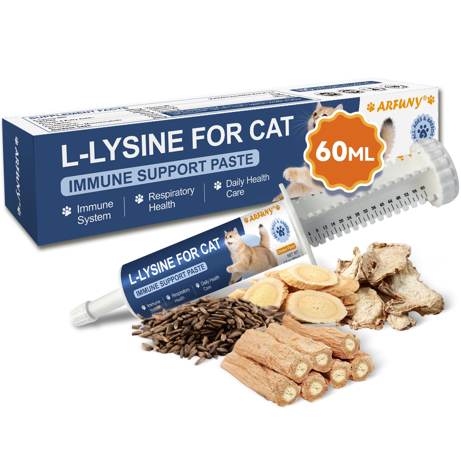 L-Lysine for Cats - Lysine for Cats - Immune System, Normal Eye Function and Respiratory Health - Cat Lysine Paste with Taurine,