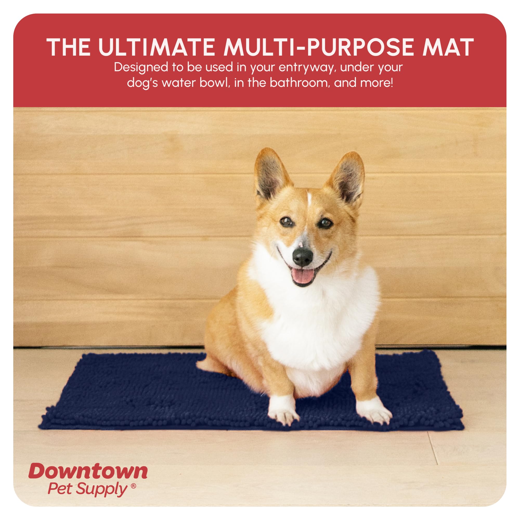 My Doggy Place Microfiber Dog Mat for Muddy Paws, 18 x 24 Navy Blue - Absorbent and Quick-Drying Dog Paw Cleaning Mat, Washer an
