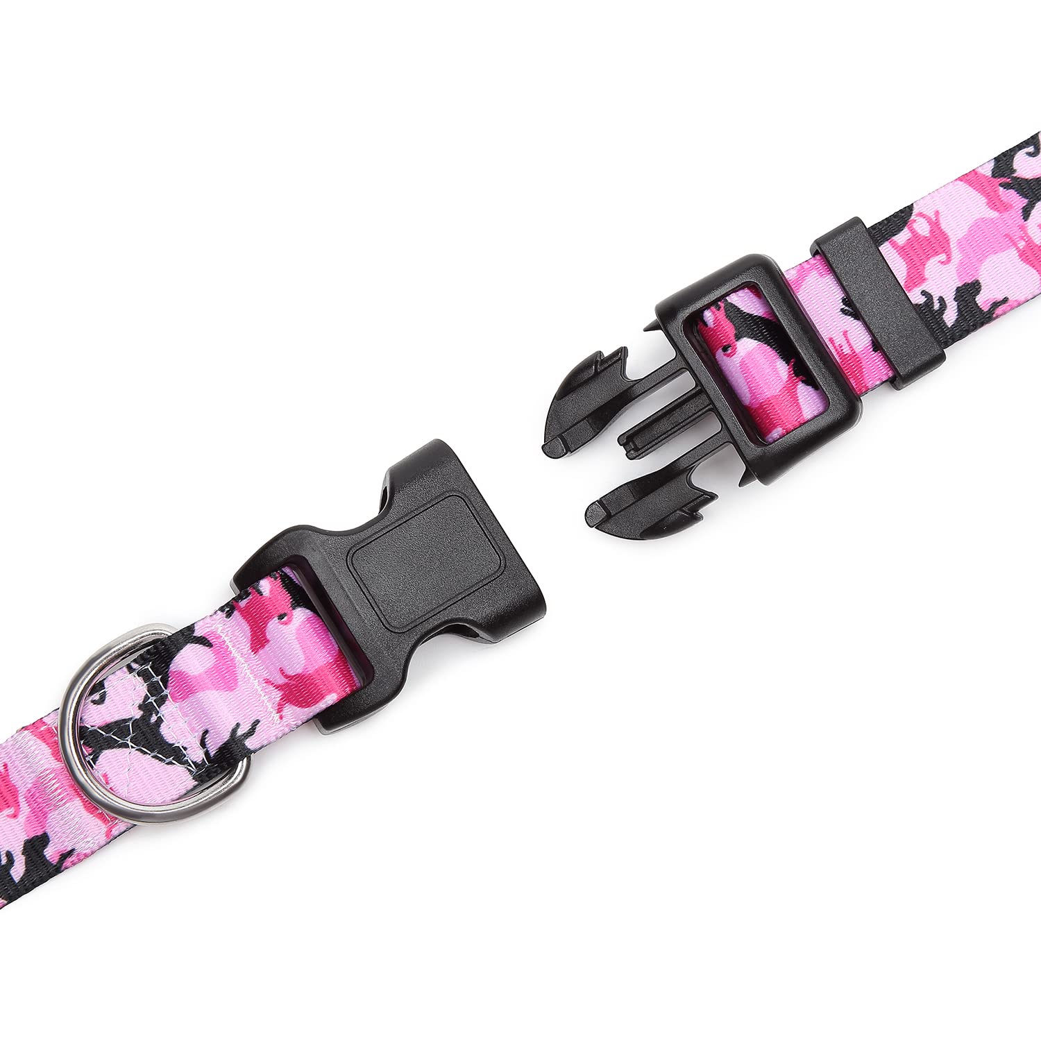 Suredoo Adjustable Dog Collar With Patterns, Ultra Comfy Soft Nylon Breathable Pet Collar For Small Medium Large Dogs (M, Dog Camouflage Pink)