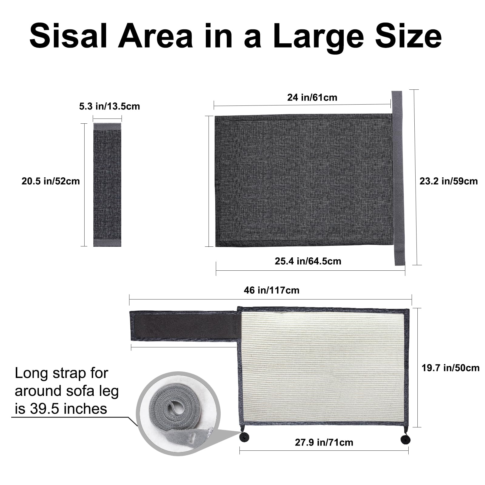 Upgraded Cat Scratch Furniture Couch Protector With 27.6L*19.6W Natural Sisal For Protecting Large Area Couch Sofa Chair