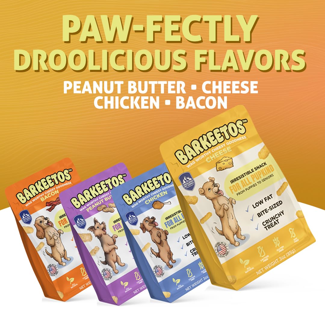 Barkeetos Dog Treats, Crunchy and Cheesy Pet Snacks Made with Real Himalayan Cheese, Gluten Free, Grain Free, Lactose Free, Natu