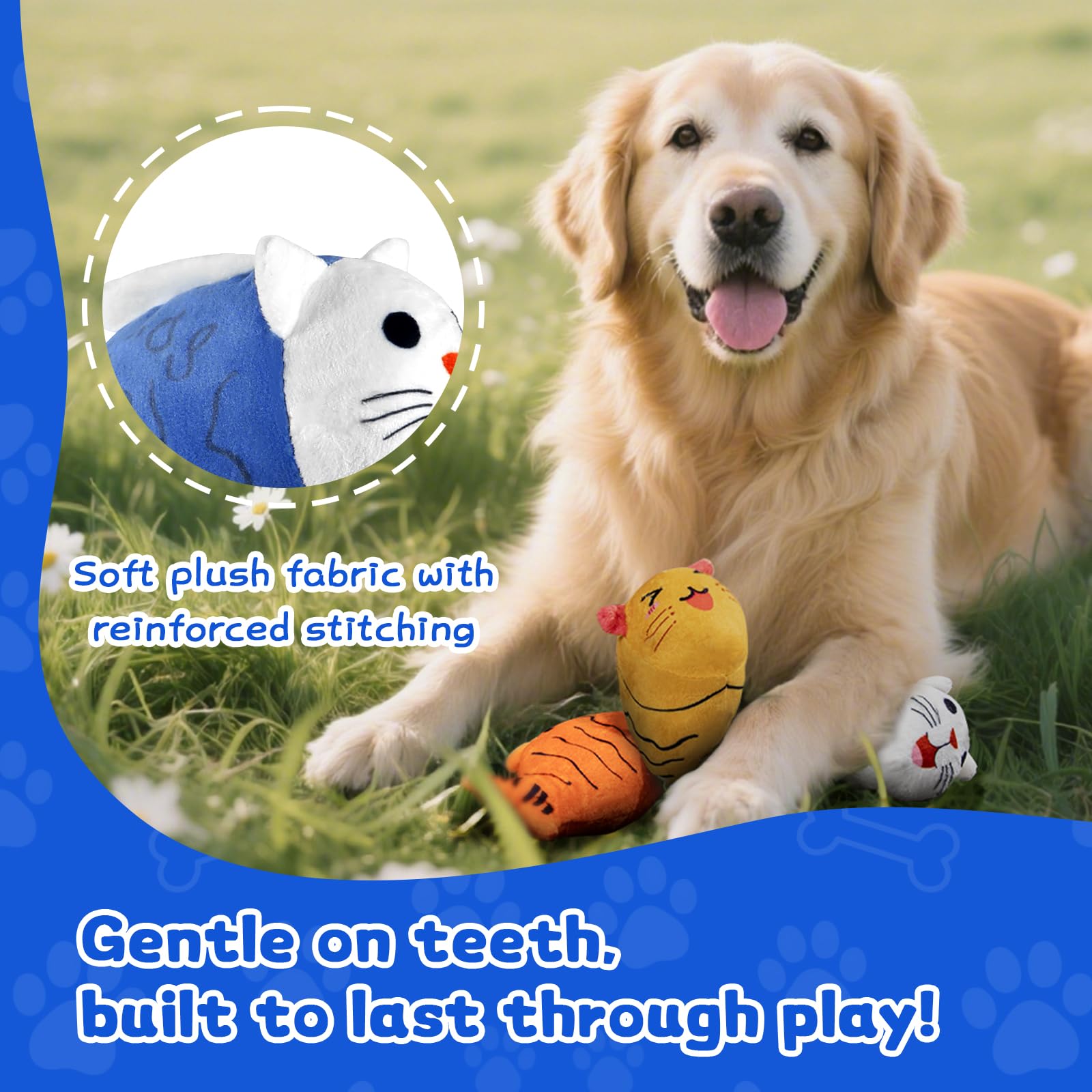 lilfrd Squeaky Dog Toys for Small Dogs & Puppy - 3 Pack Fish Crinkle Squeak Pet Toys for Interactive Play, Boredom Relief & Teet